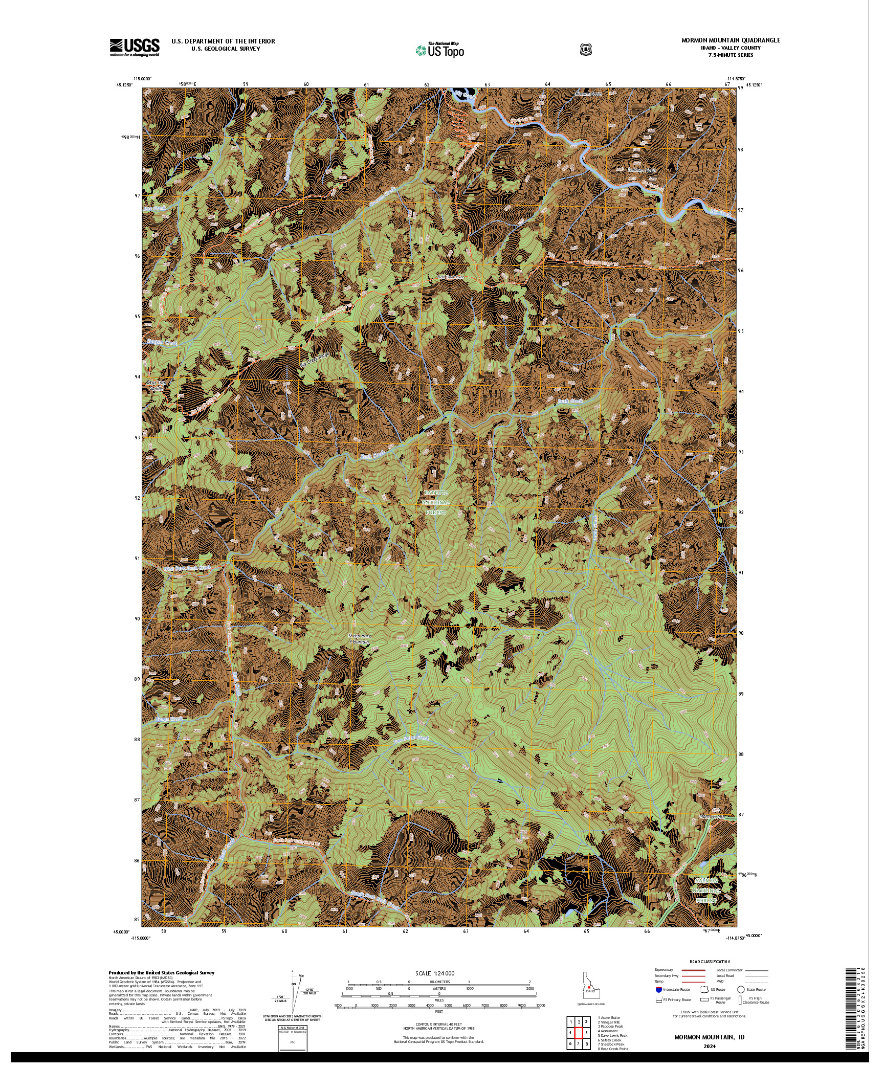 US TOPO 7.5-MINUTE MAP FOR MORMON MOUNTAIN, ID