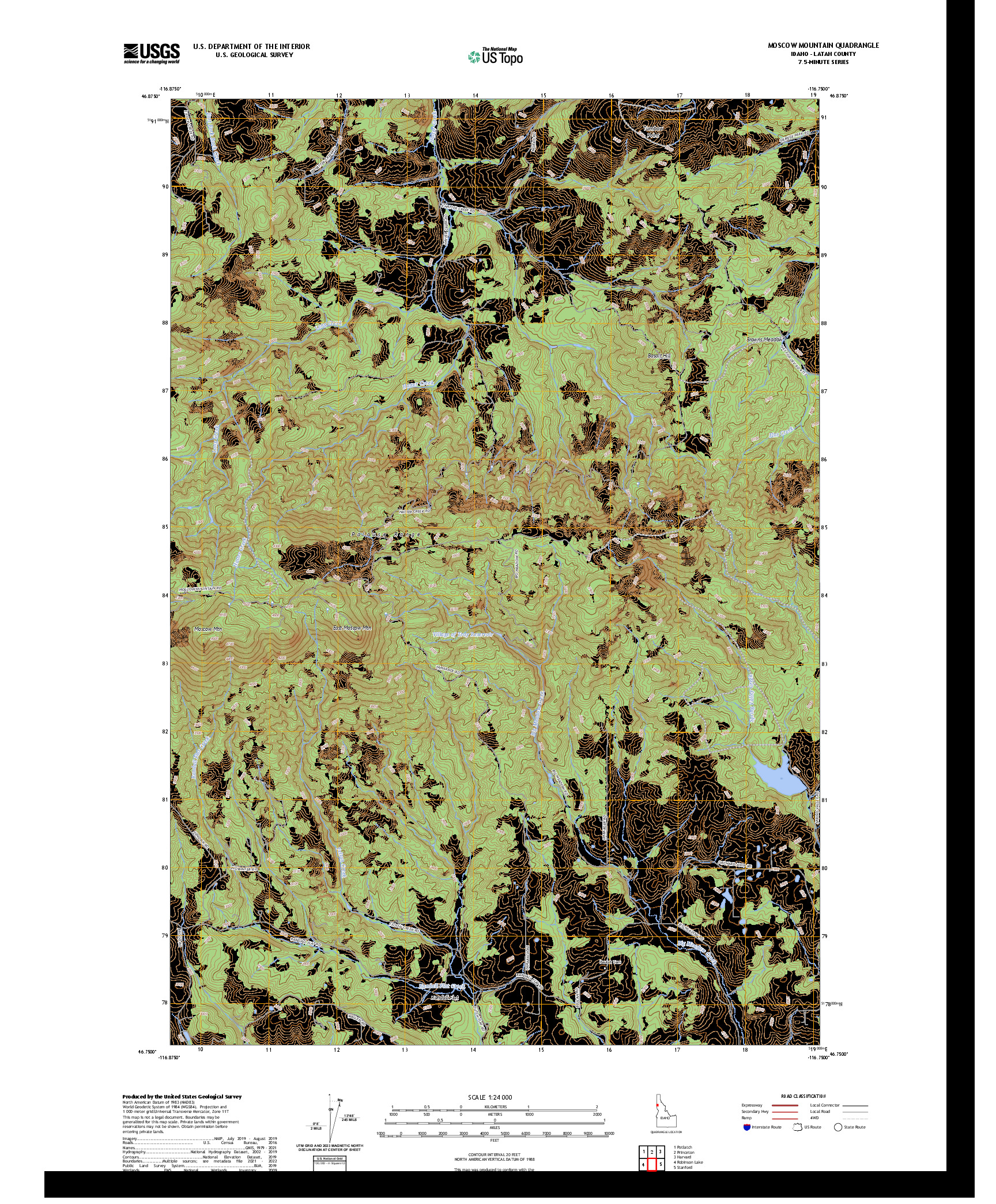 US TOPO 7.5-MINUTE MAP FOR MOSCOW MOUNTAIN, ID