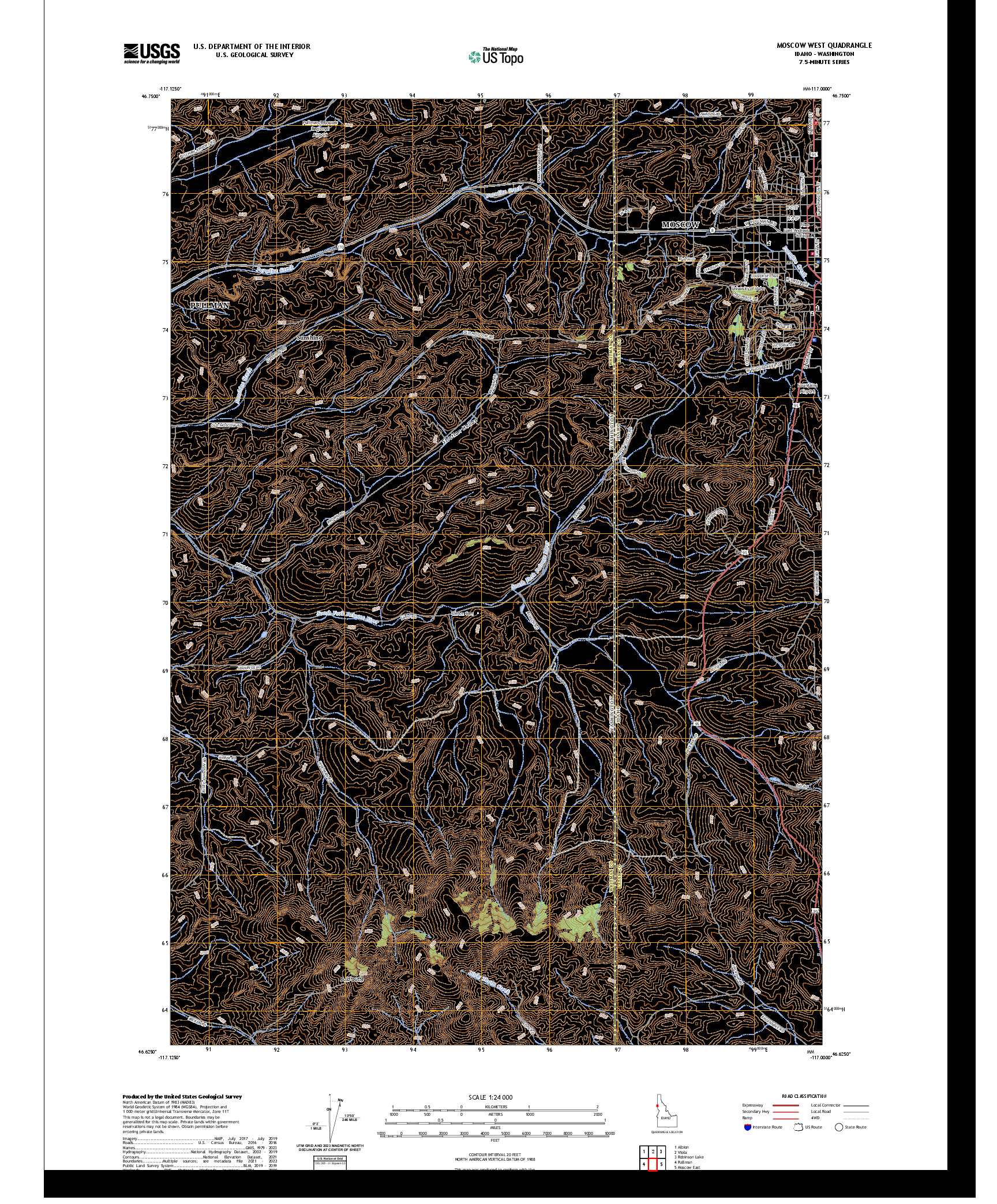 US TOPO 7.5-MINUTE MAP FOR MOSCOW WEST, ID,WA