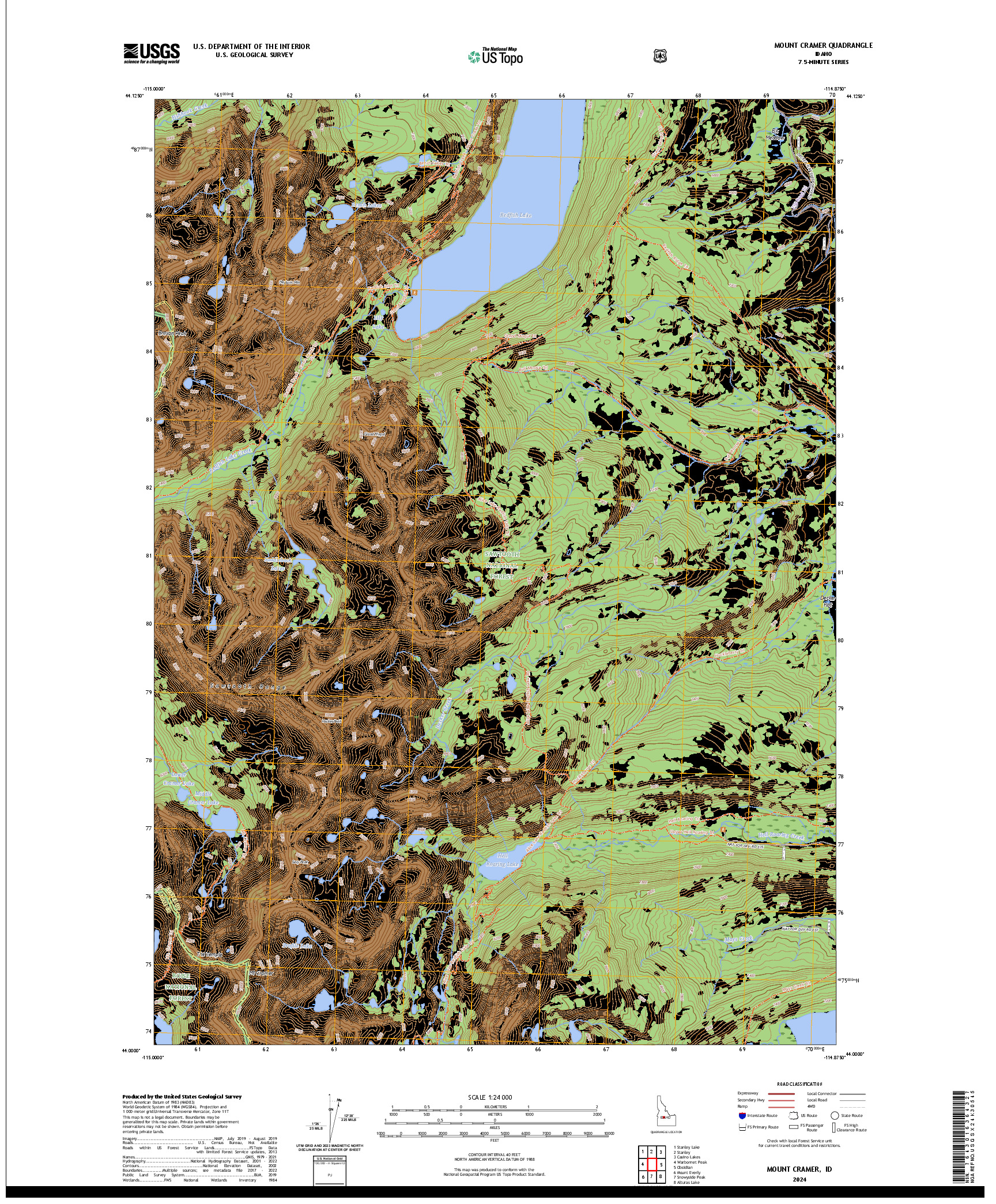 US TOPO 7.5-MINUTE MAP FOR MOUNT CRAMER, ID