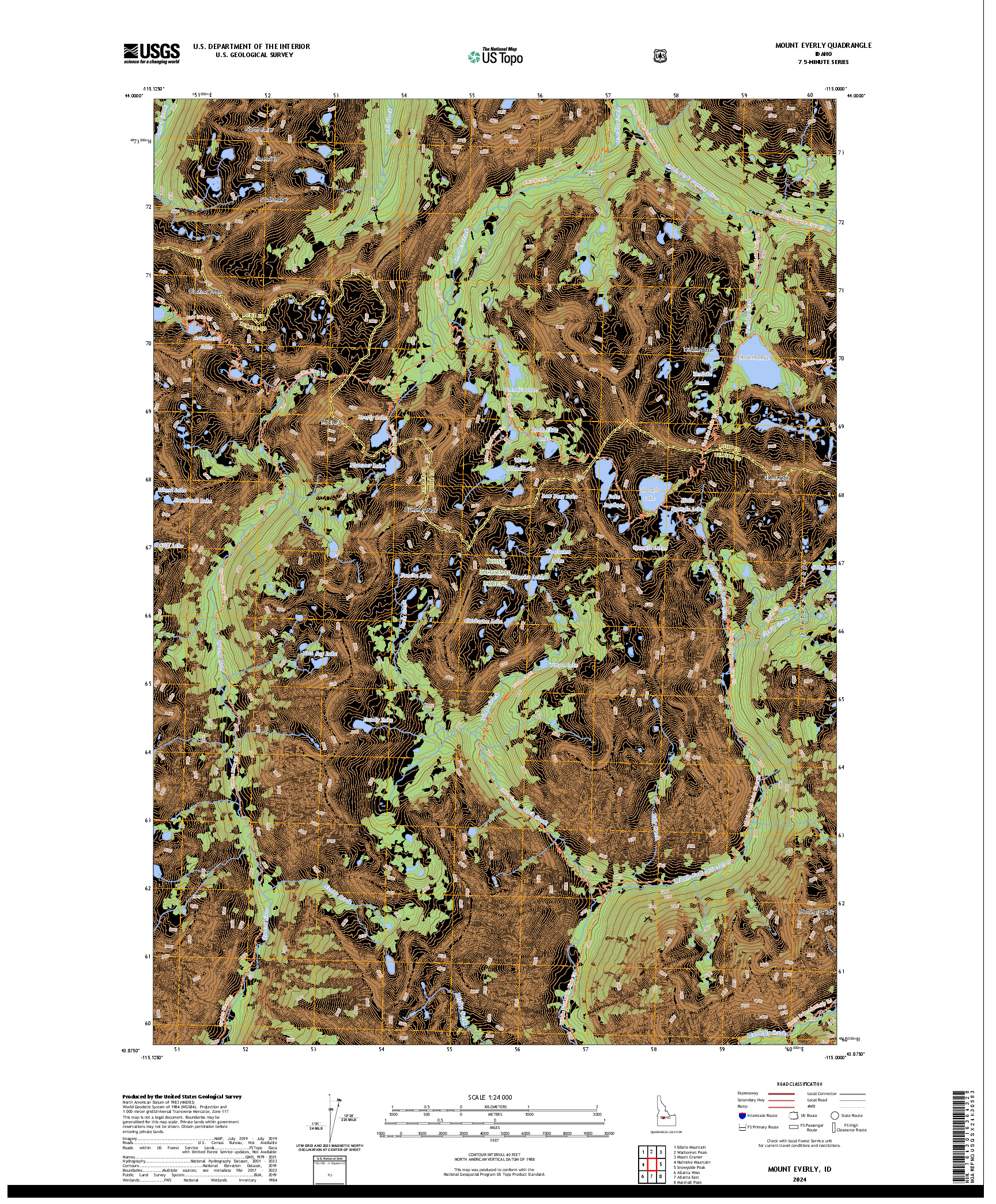 US TOPO 7.5-MINUTE MAP FOR MOUNT EVERLY, ID