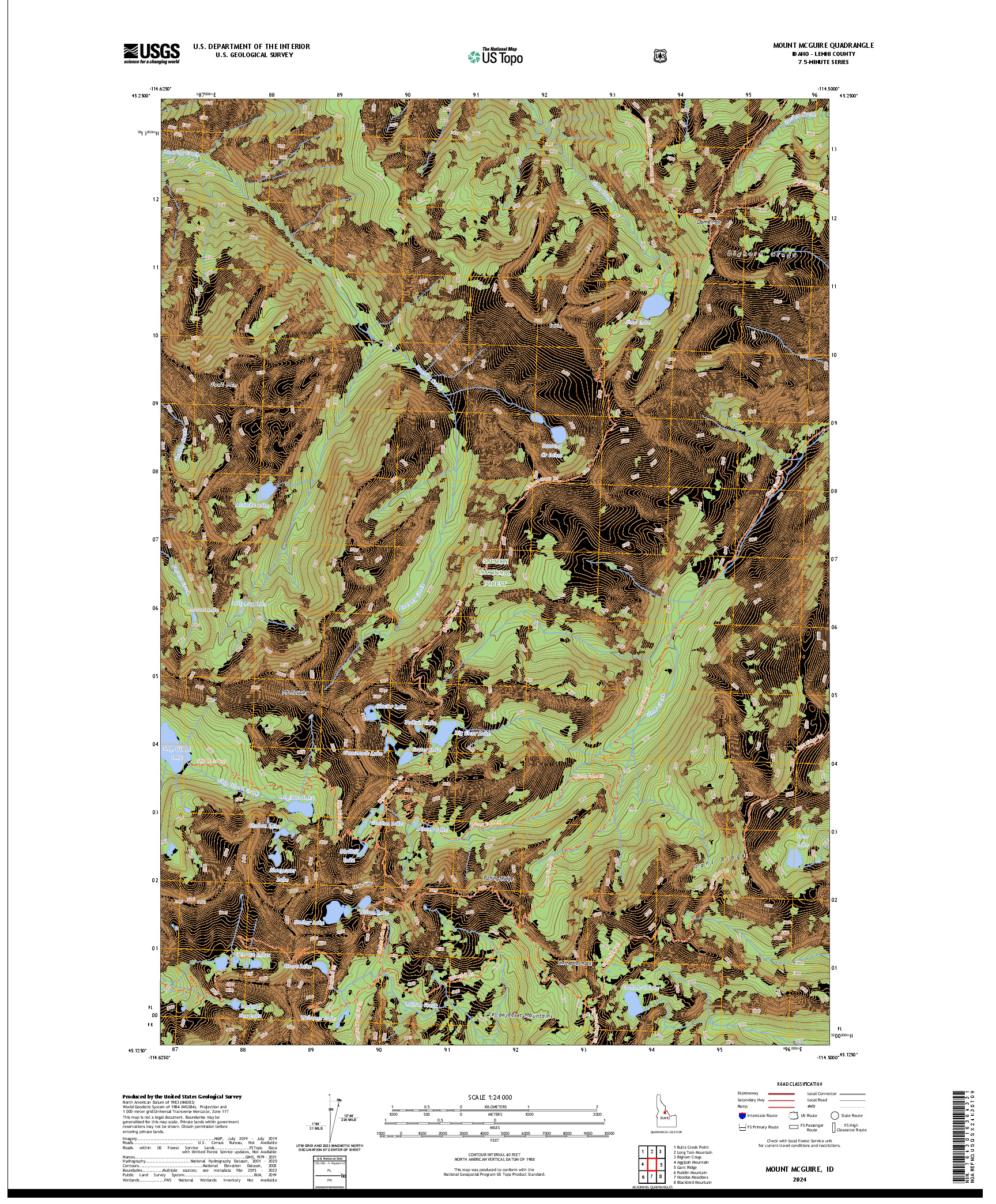 US TOPO 7.5-MINUTE MAP FOR MOUNT MCGUIRE, ID