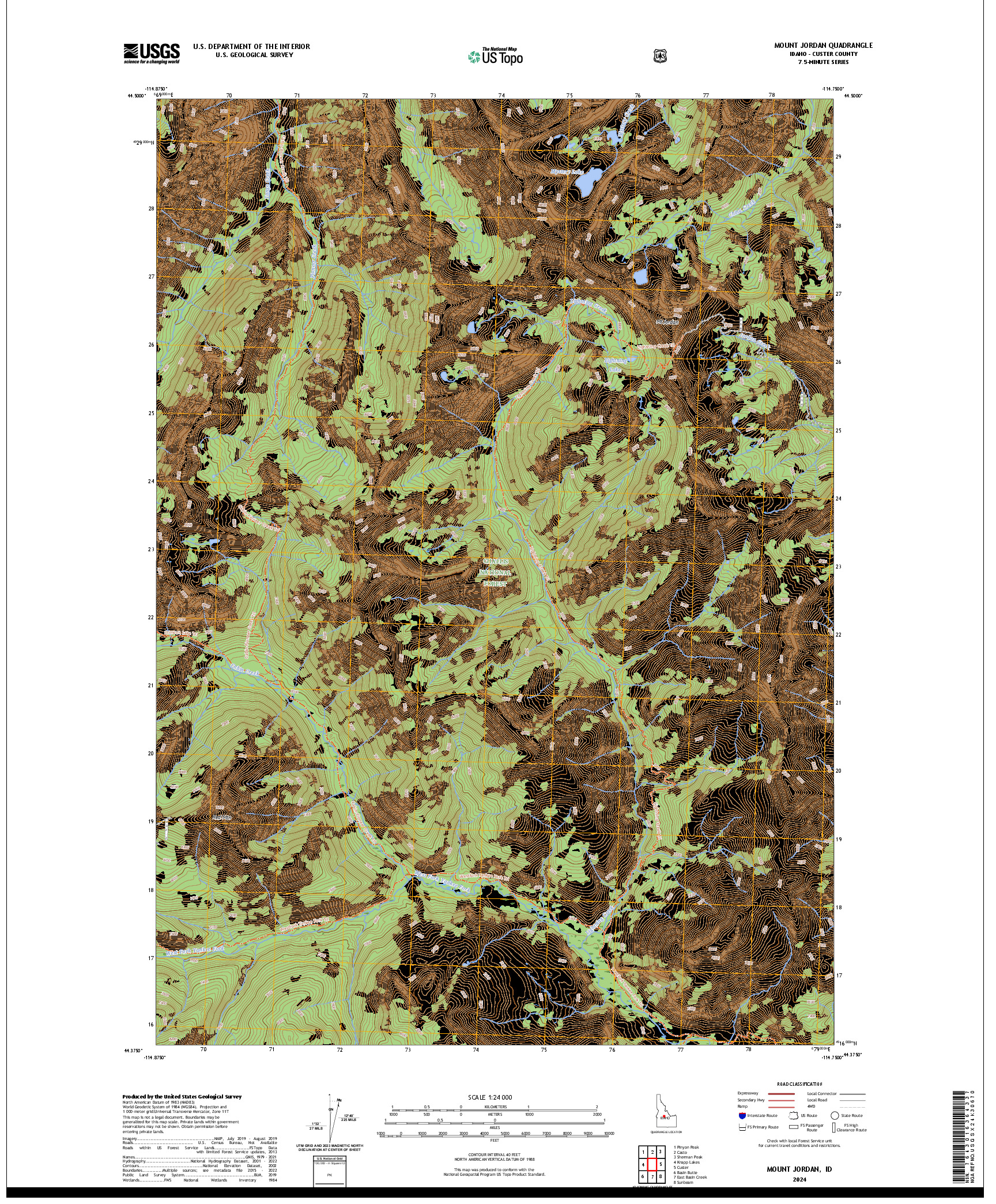US TOPO 7.5-MINUTE MAP FOR MOUNT JORDAN, ID