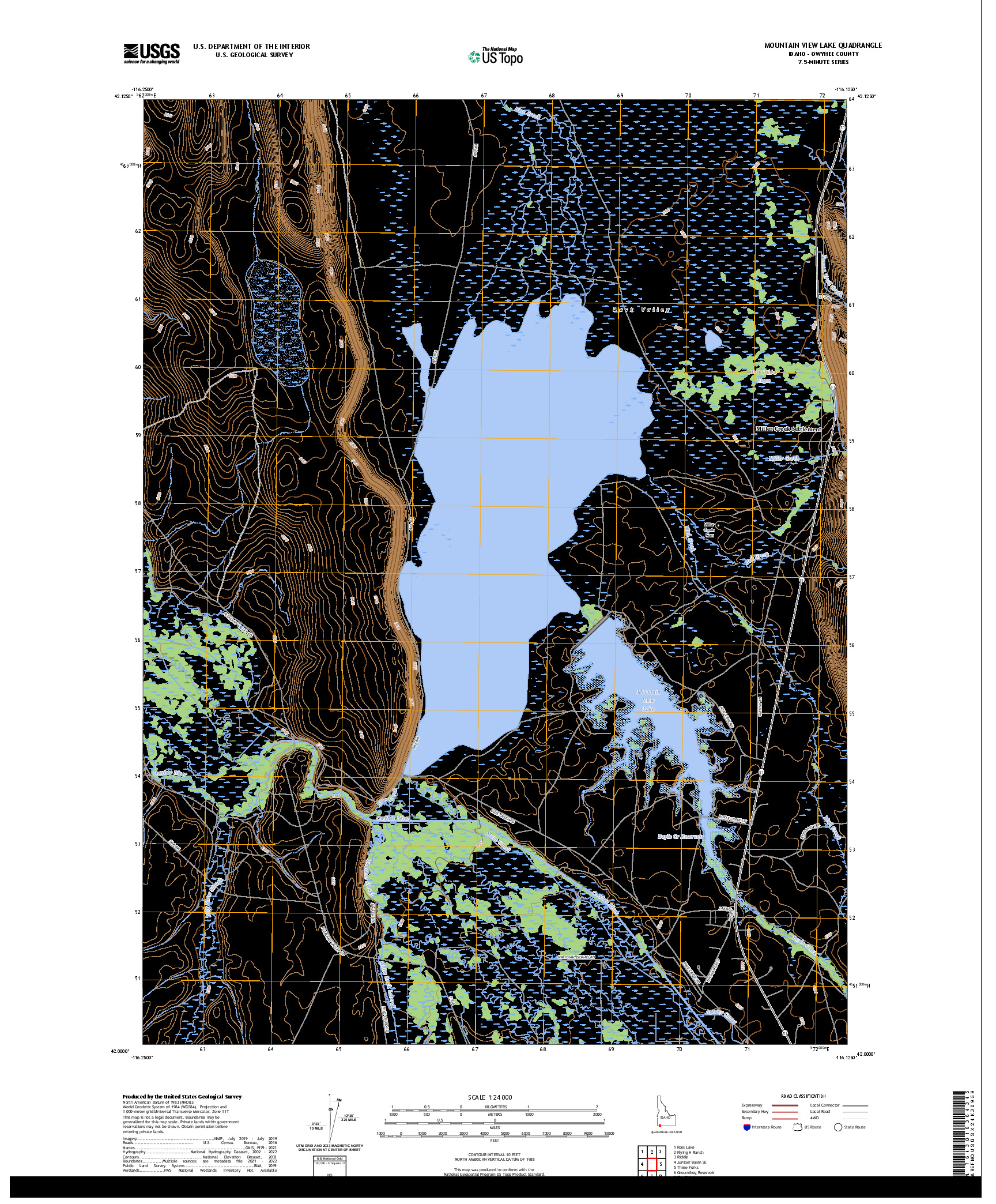 US TOPO 7.5-MINUTE MAP FOR MOUNTAIN VIEW LAKE, ID
