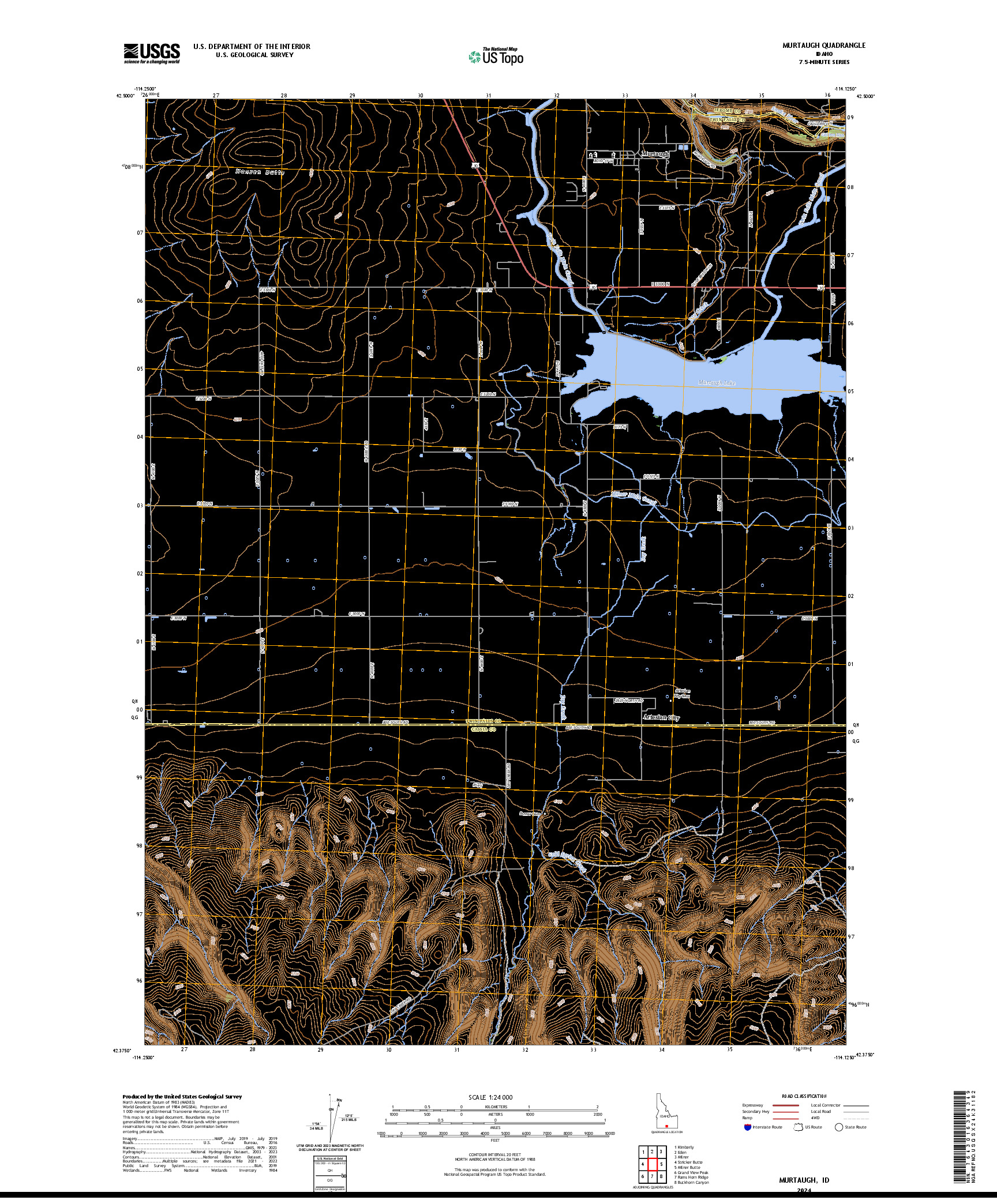 US TOPO 7.5-MINUTE MAP FOR MURTAUGH, ID