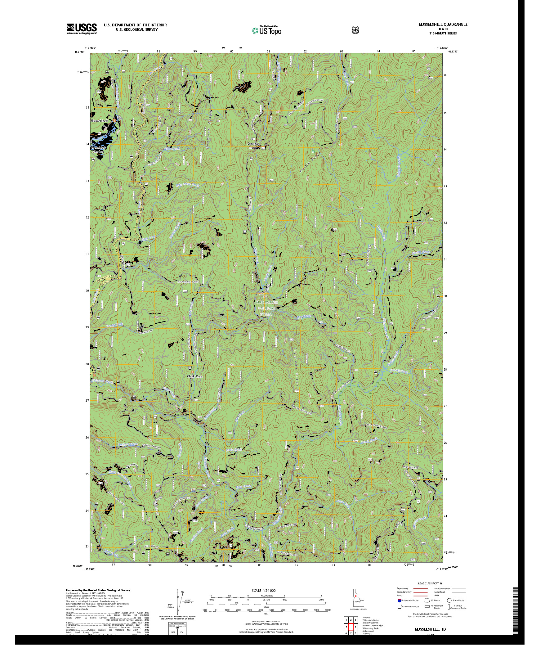 US TOPO 7.5-MINUTE MAP FOR MUSSELSHELL, ID