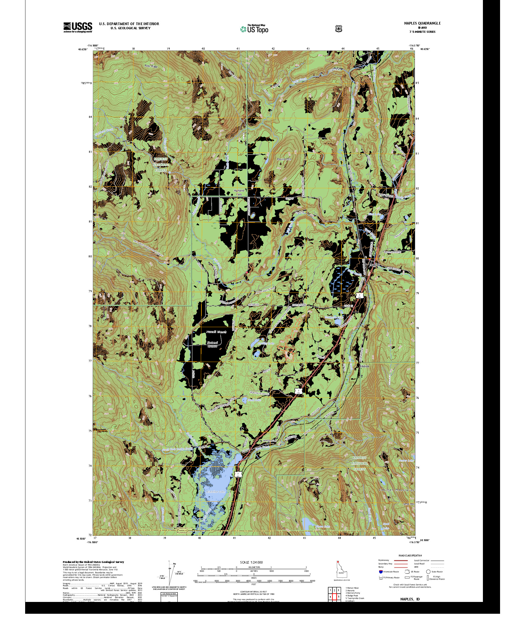 US TOPO 7.5-MINUTE MAP FOR NAPLES, ID