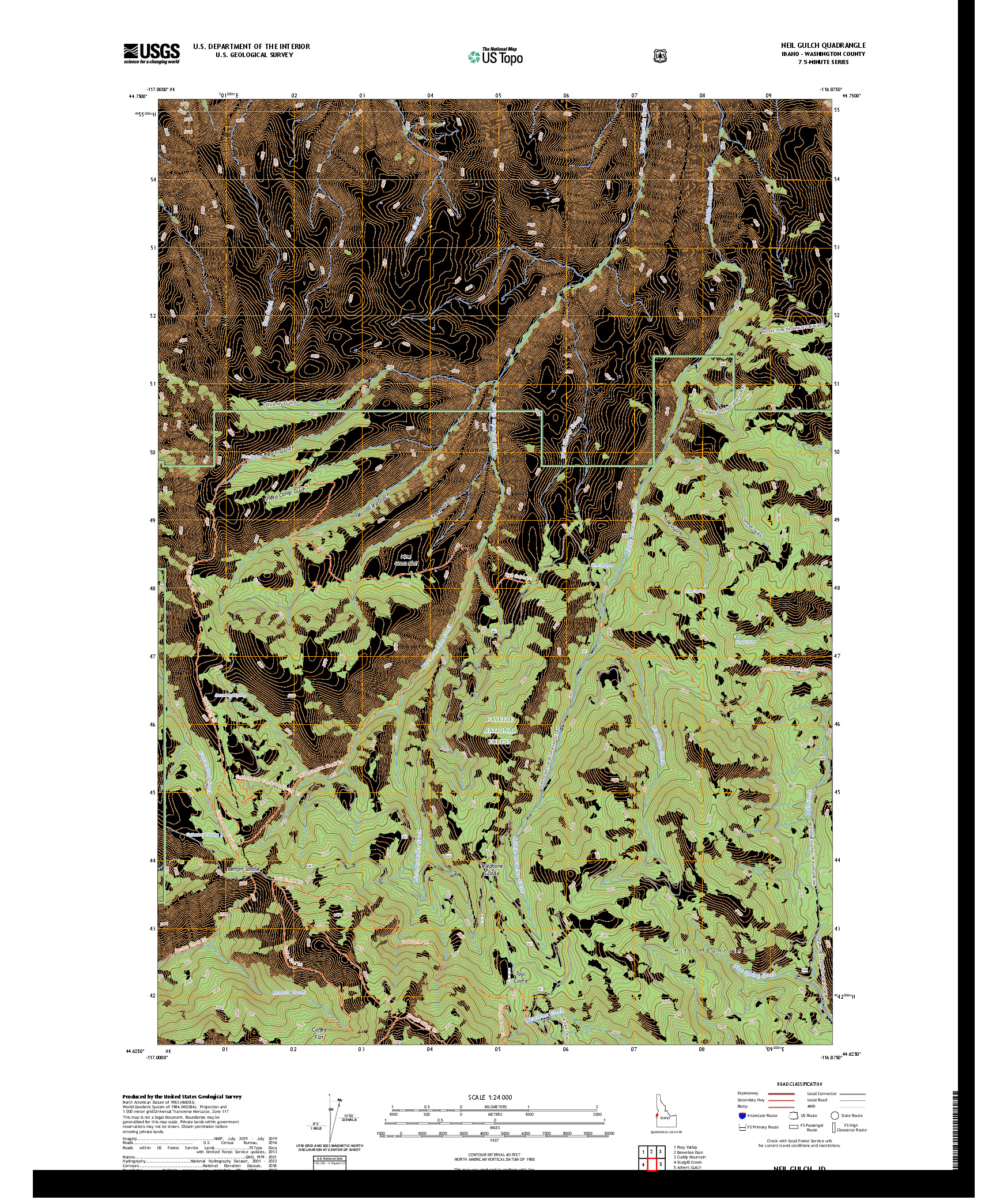 US TOPO 7.5-MINUTE MAP FOR NEIL GULCH, ID