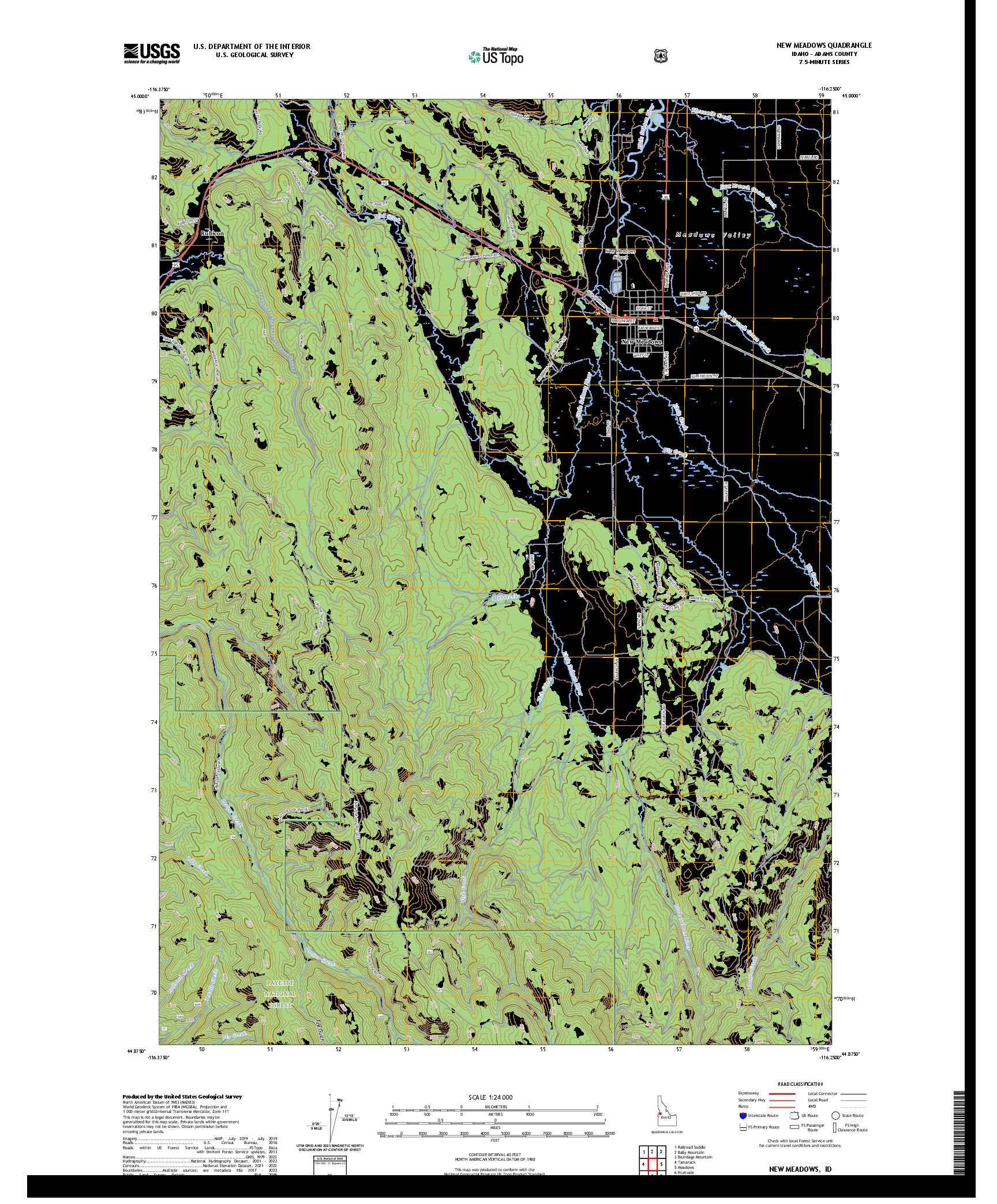 US TOPO 7.5-MINUTE MAP FOR NEW MEADOWS, ID