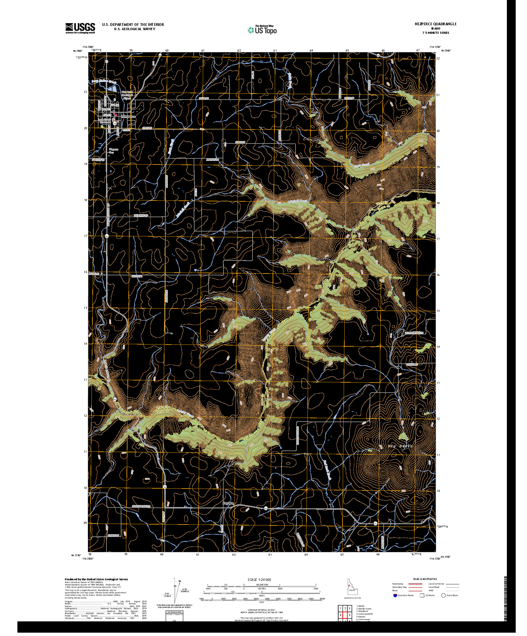 US TOPO 7.5-MINUTE MAP FOR NEZPERCE, ID