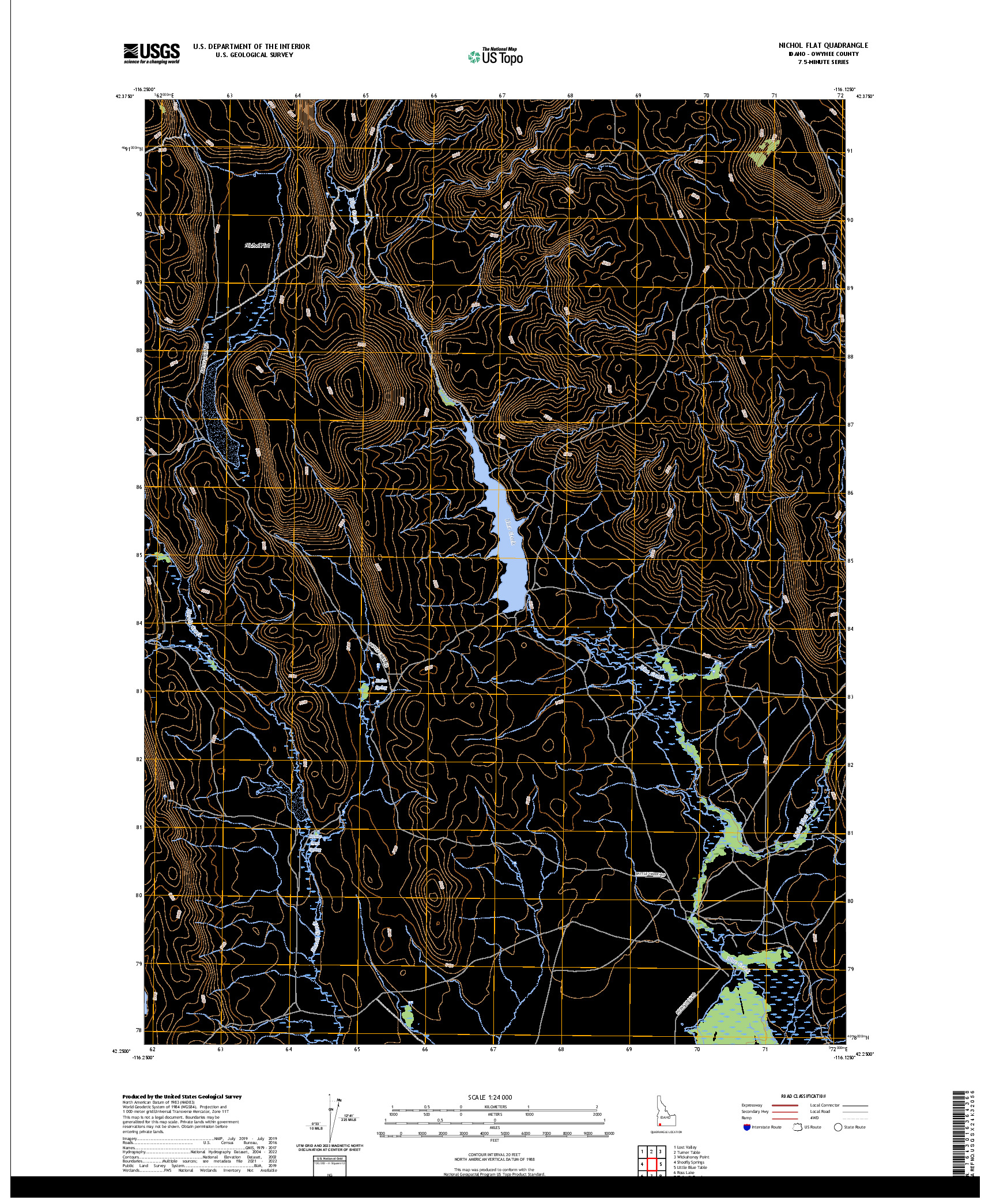 US TOPO 7.5-MINUTE MAP FOR NICHOL FLAT, ID