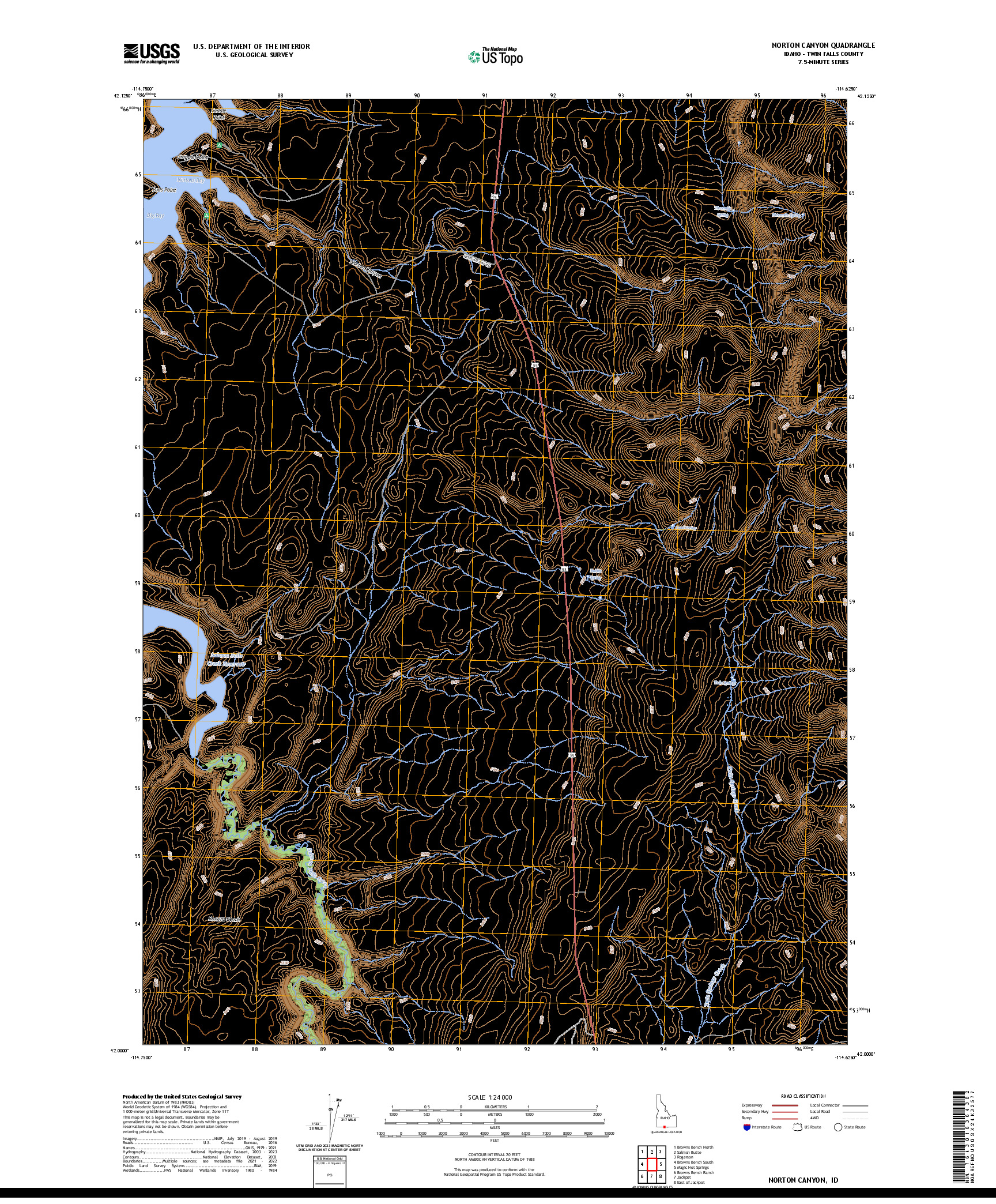 US TOPO 7.5-MINUTE MAP FOR NORTON CANYON, ID