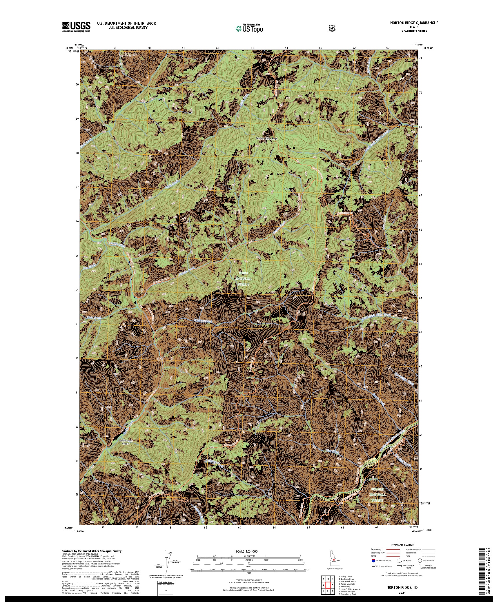 US TOPO 7.5-MINUTE MAP FOR NORTON RIDGE, ID