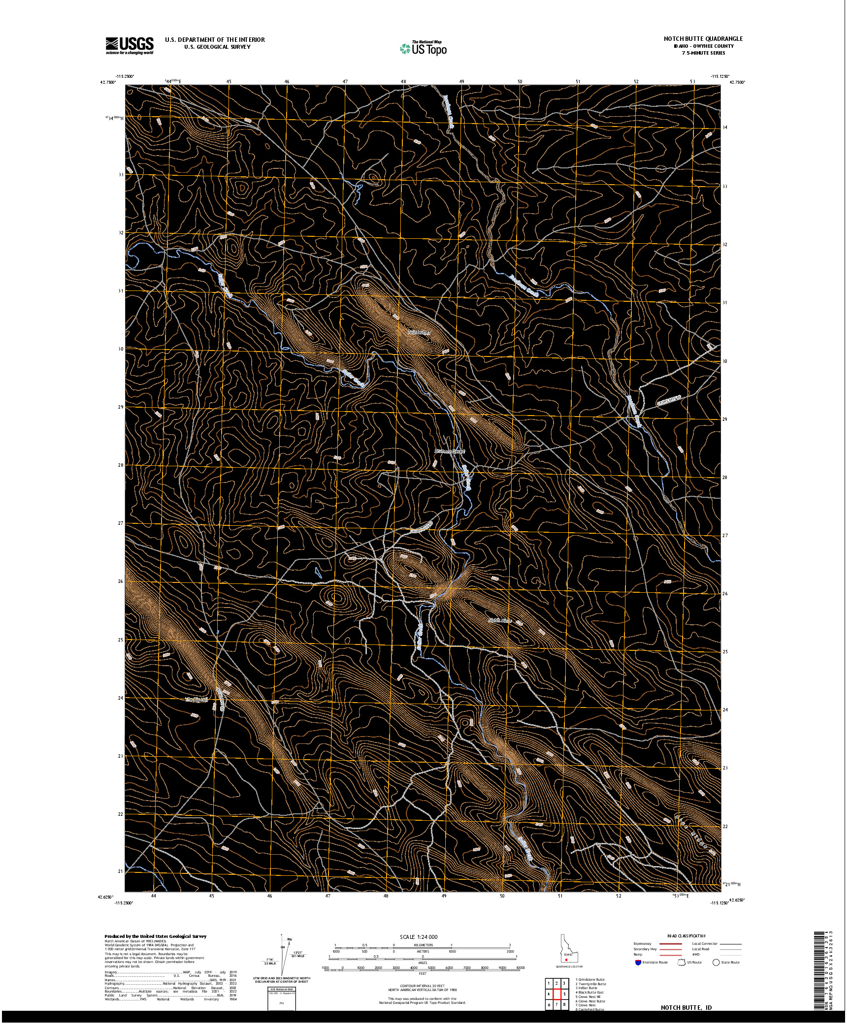 US TOPO 7.5-MINUTE MAP FOR NOTCH BUTTE, ID