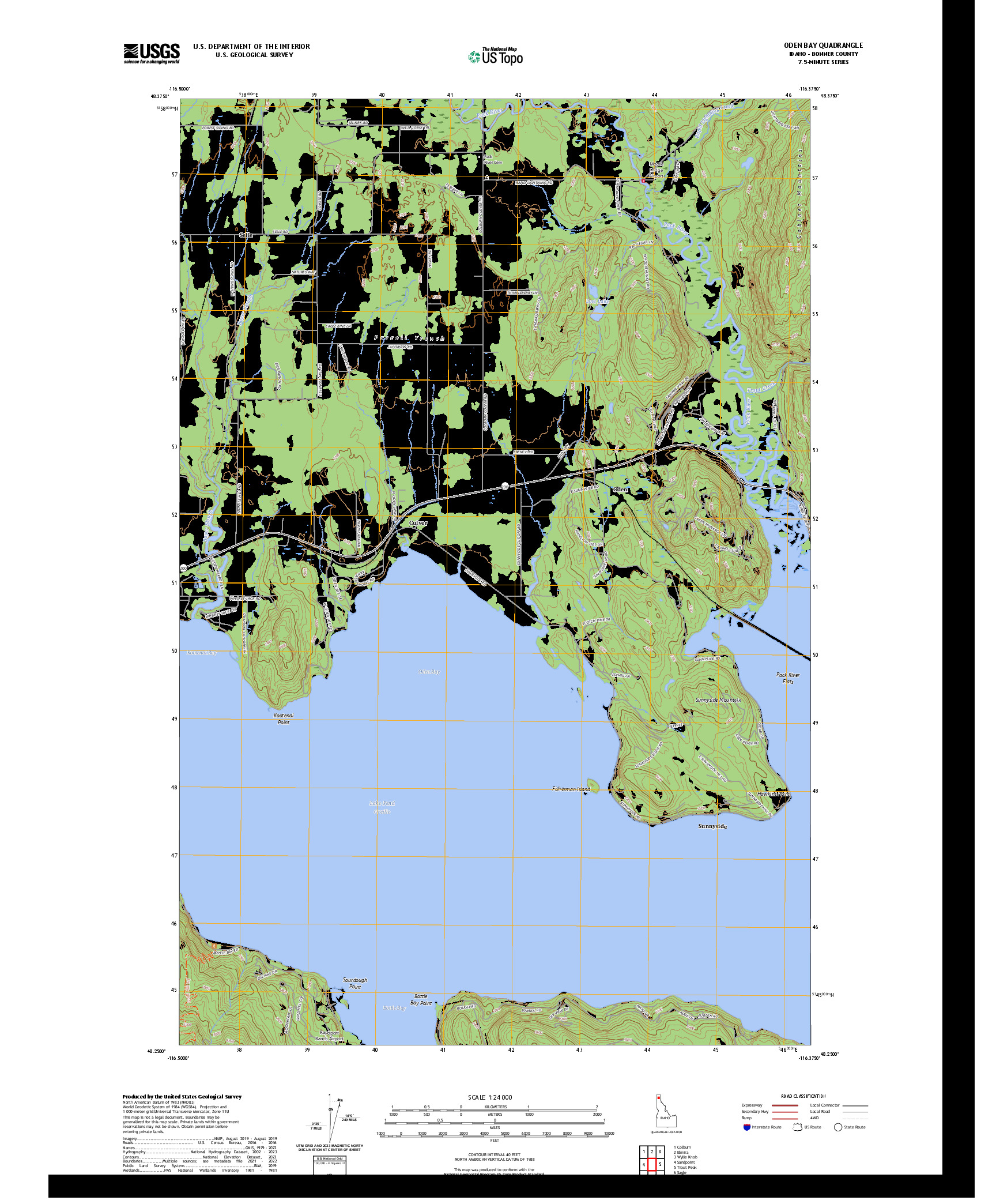 US TOPO 7.5-MINUTE MAP FOR ODEN BAY, ID