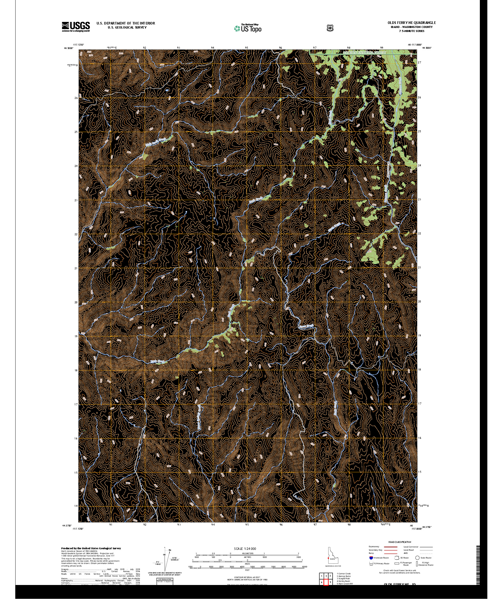 US TOPO 7.5-MINUTE MAP FOR OLDS FERRY NE, ID