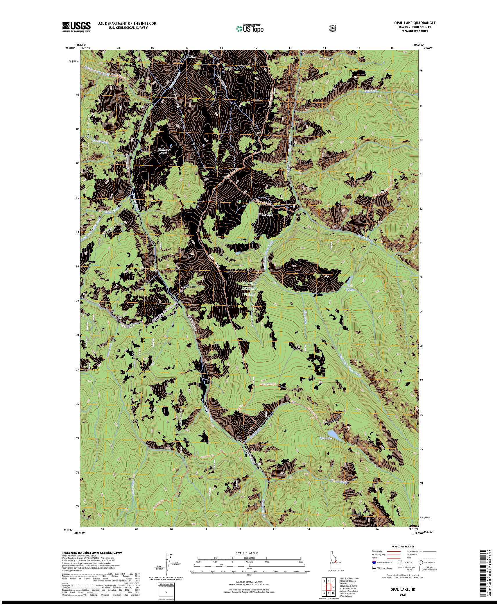 US TOPO 7.5-MINUTE MAP FOR OPAL LAKE, ID
