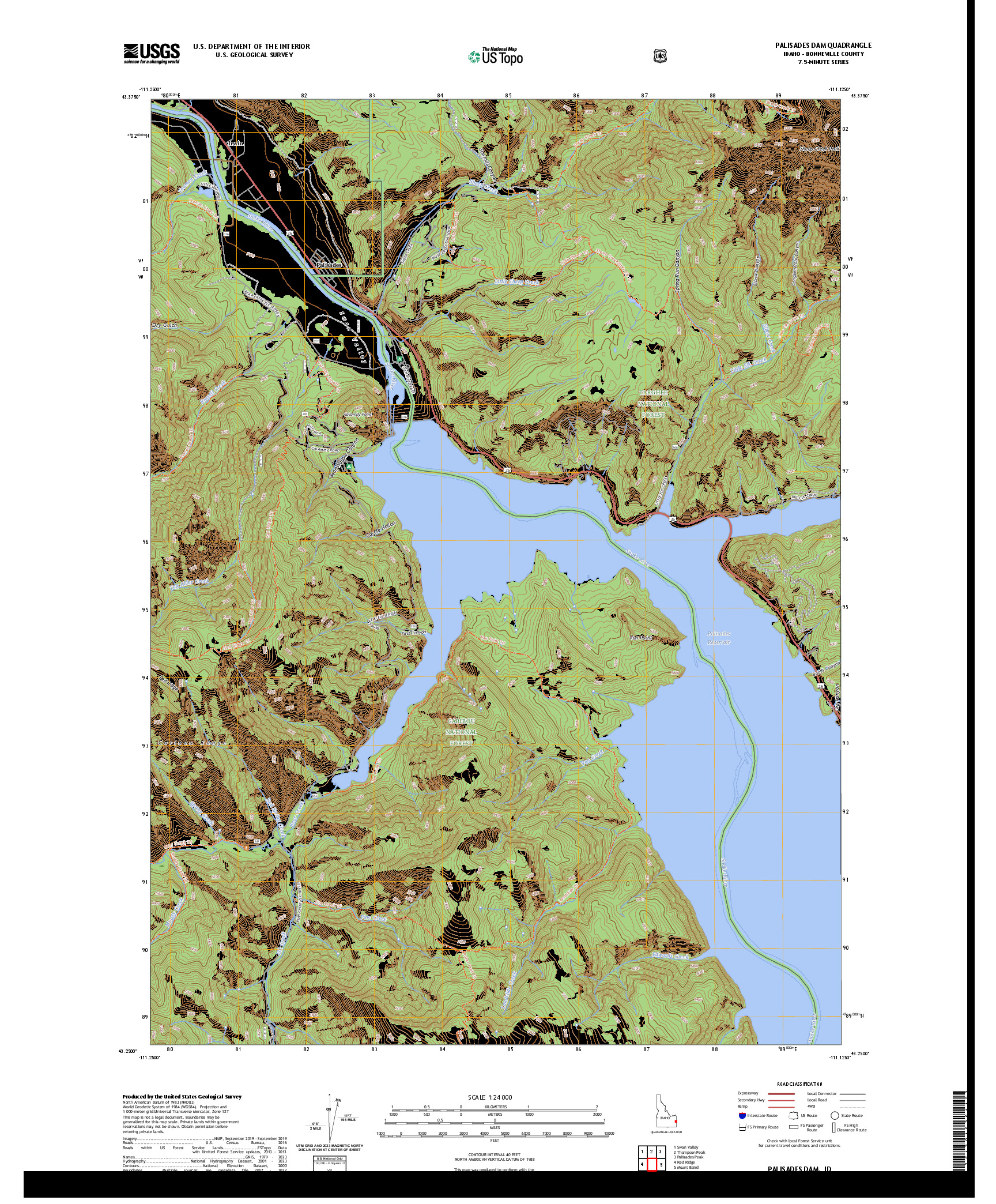 US TOPO 7.5-MINUTE MAP FOR PALISADES DAM, ID