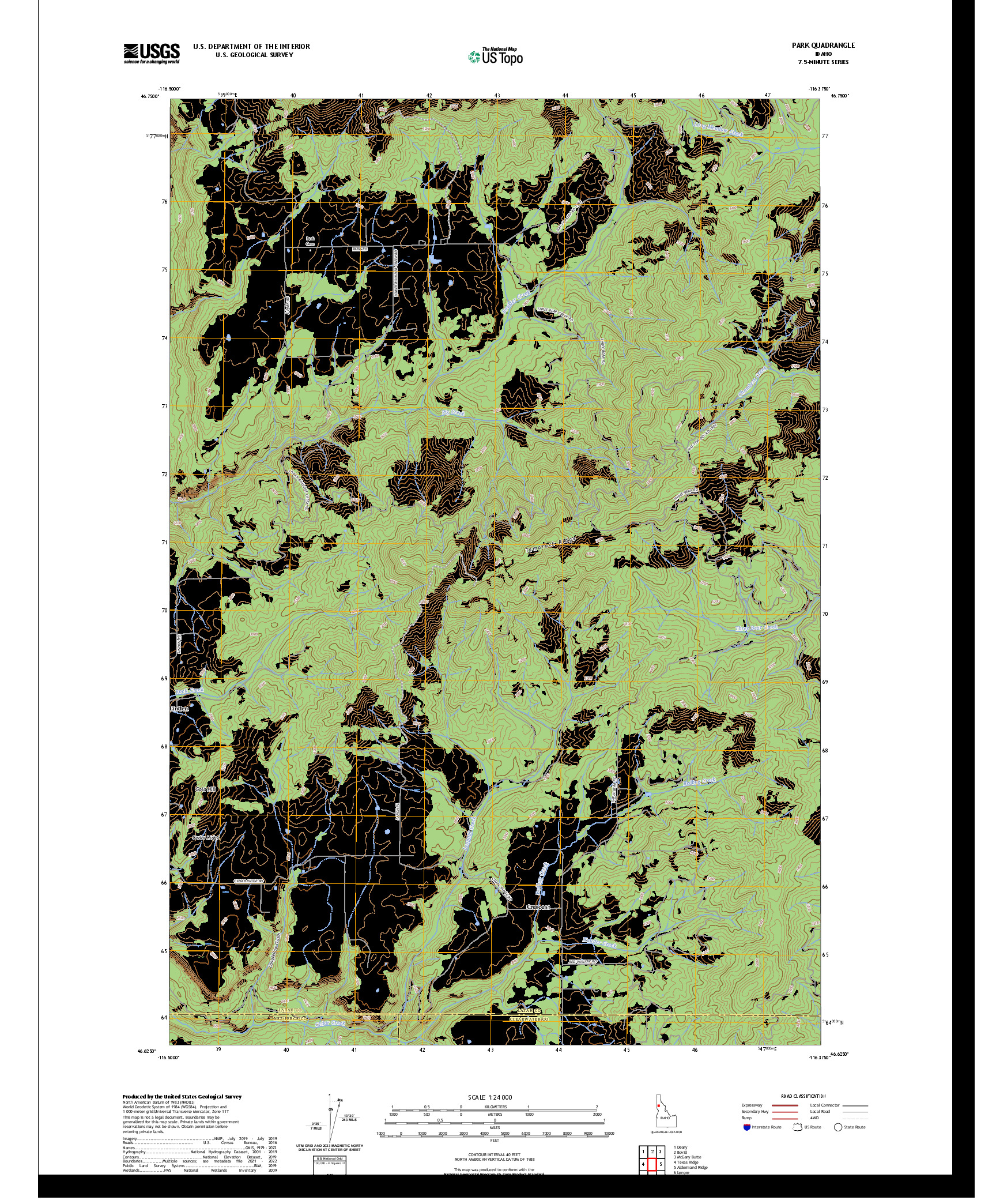 US TOPO 7.5-MINUTE MAP FOR PARK, ID
