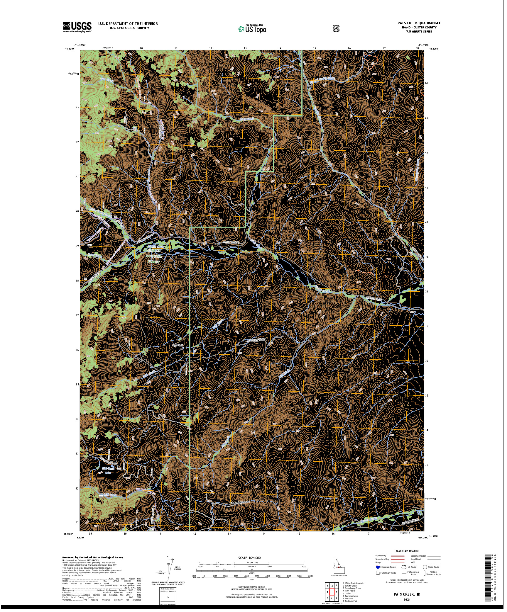 US TOPO 7.5-MINUTE MAP FOR PATS CREEK, ID