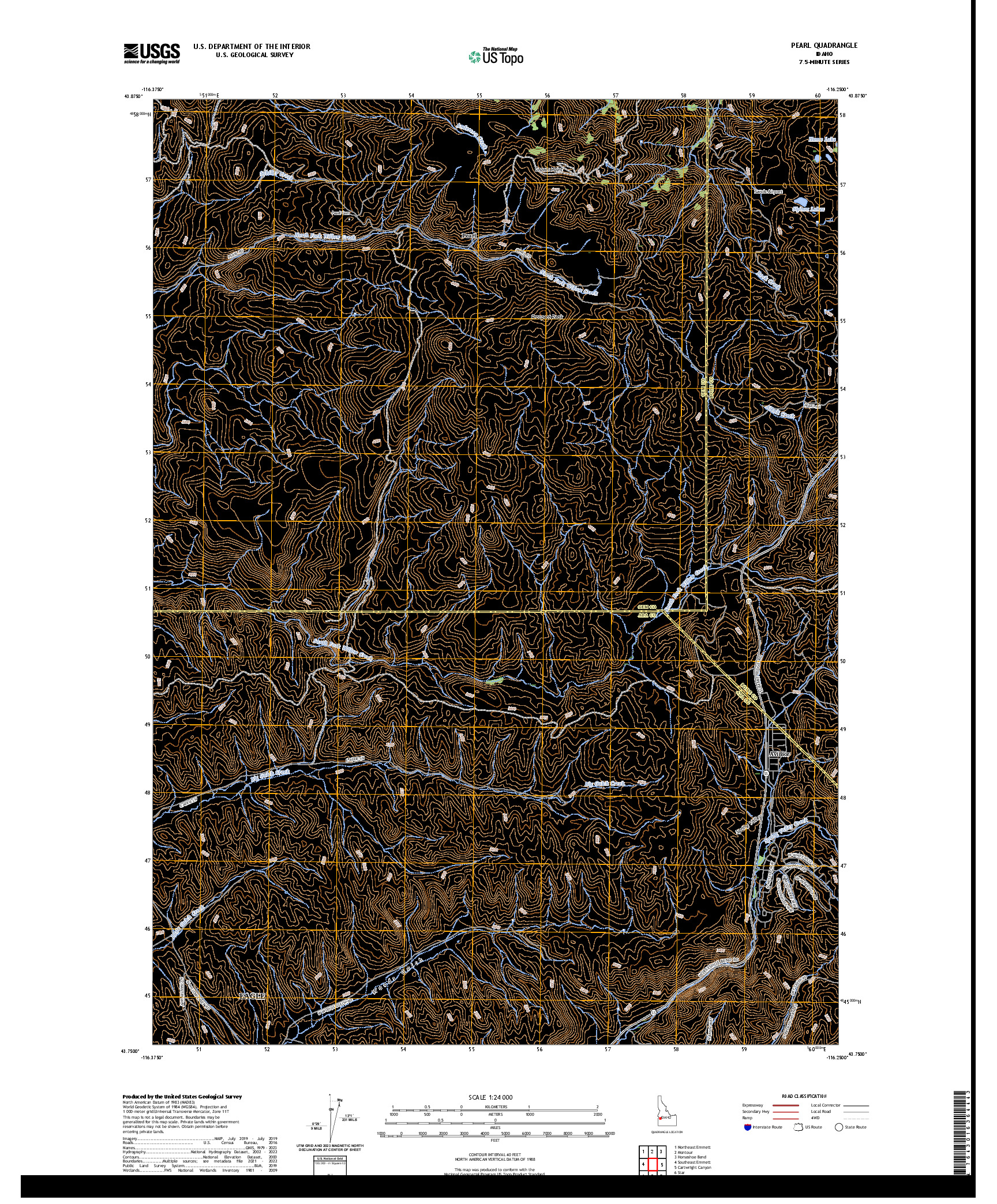 US TOPO 7.5-MINUTE MAP FOR PEARL, ID