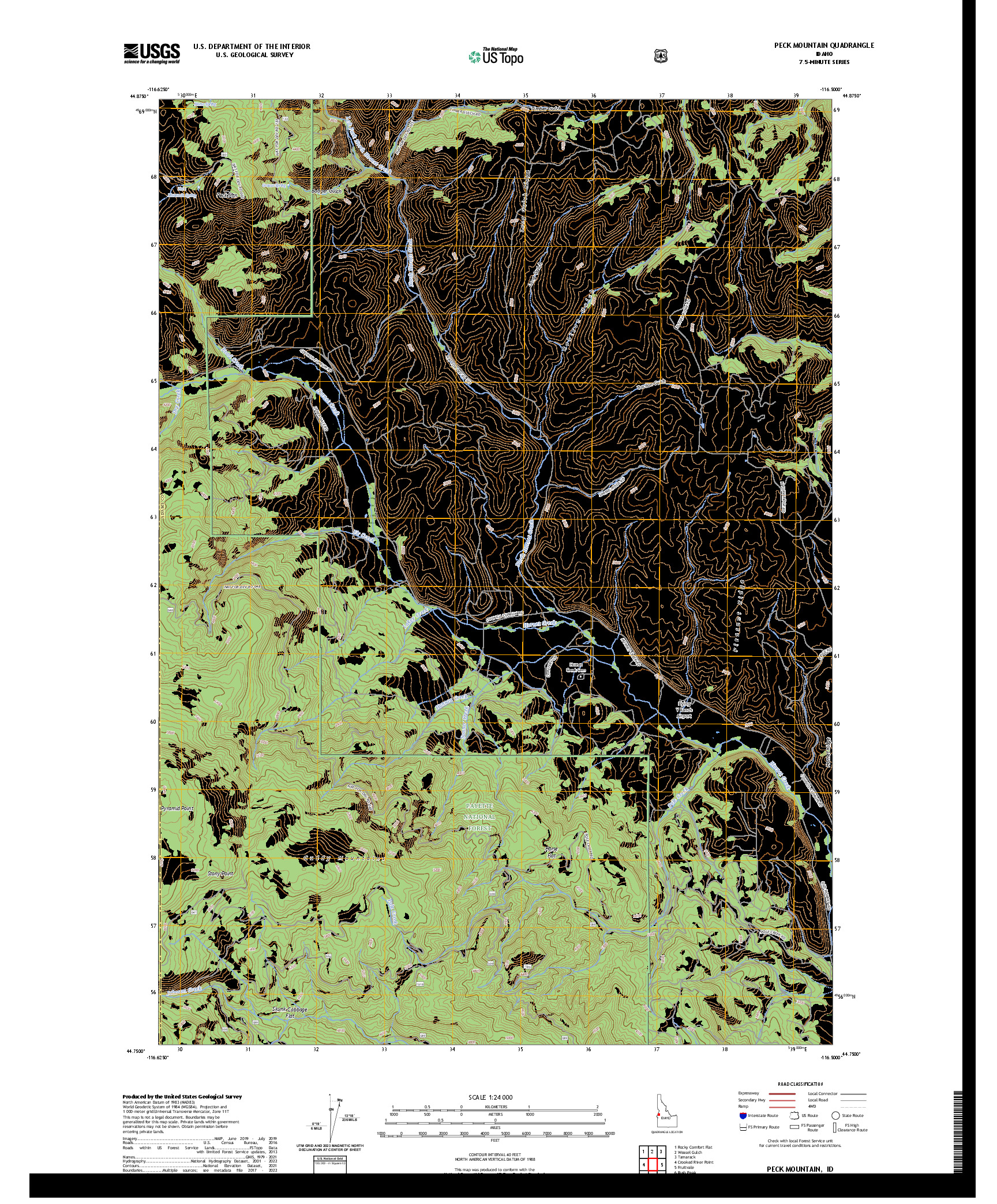 US TOPO 7.5-MINUTE MAP FOR PECK MOUNTAIN, ID