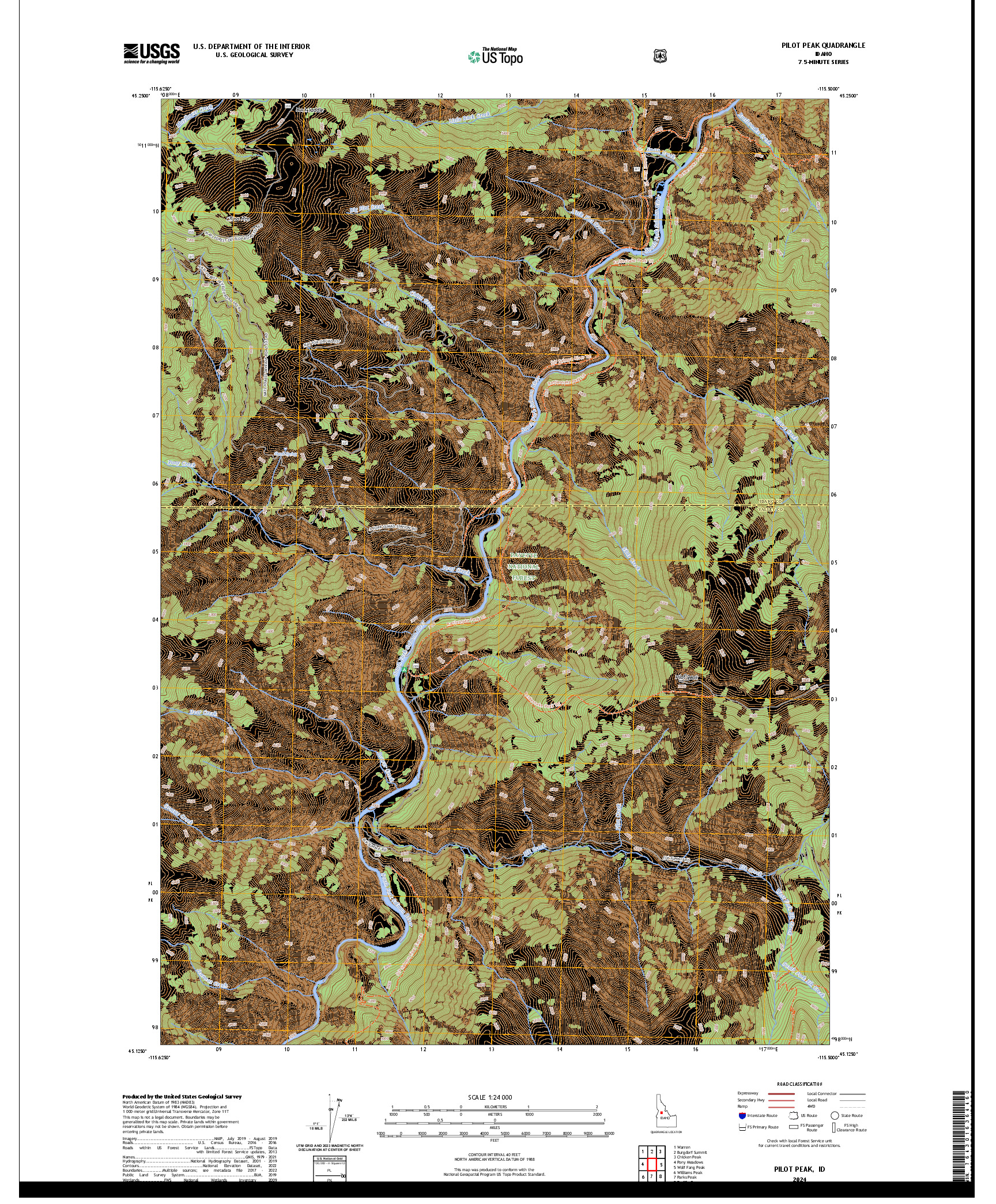 US TOPO 7.5-MINUTE MAP FOR PILOT PEAK, ID