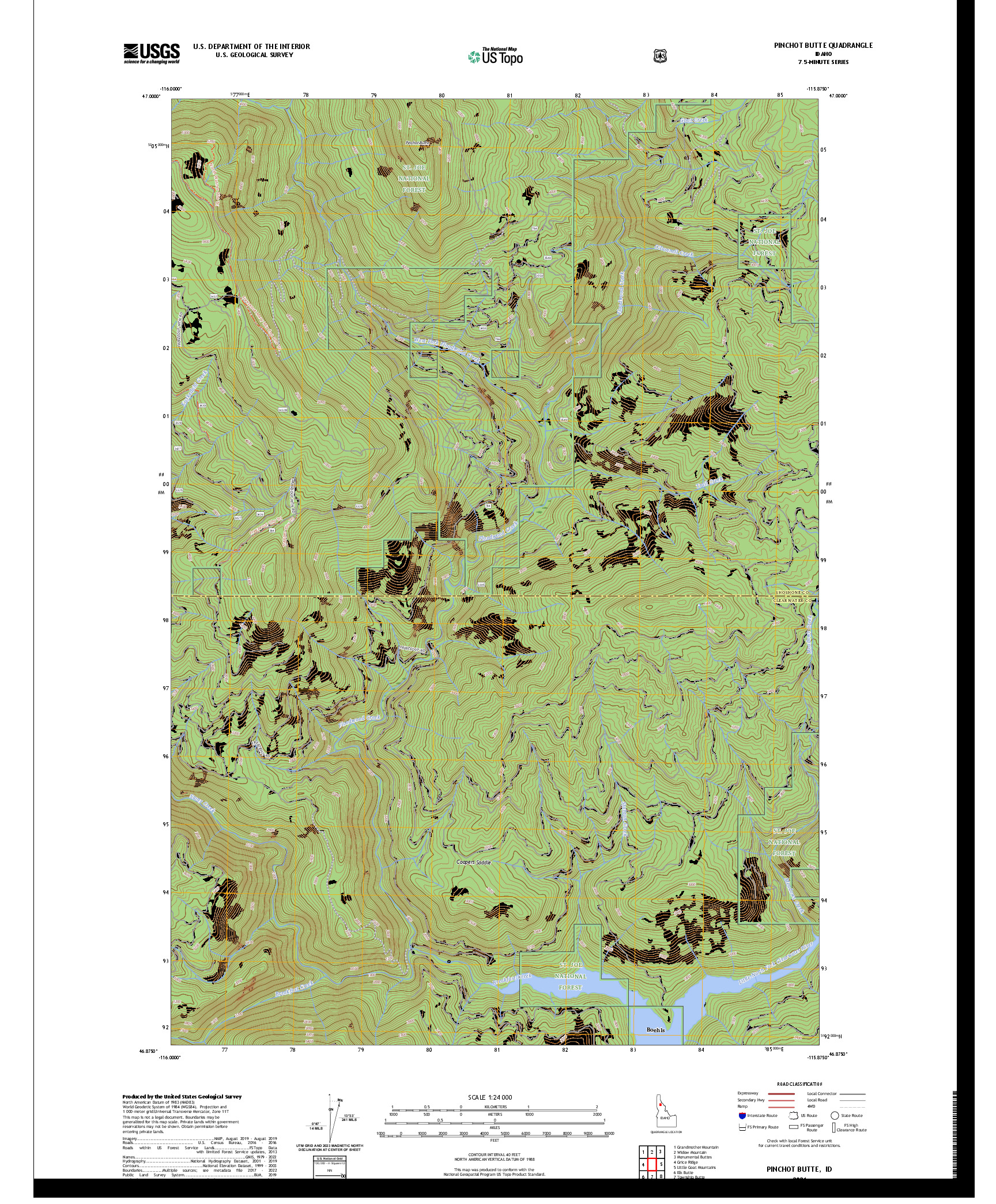US TOPO 7.5-MINUTE MAP FOR PINCHOT BUTTE, ID