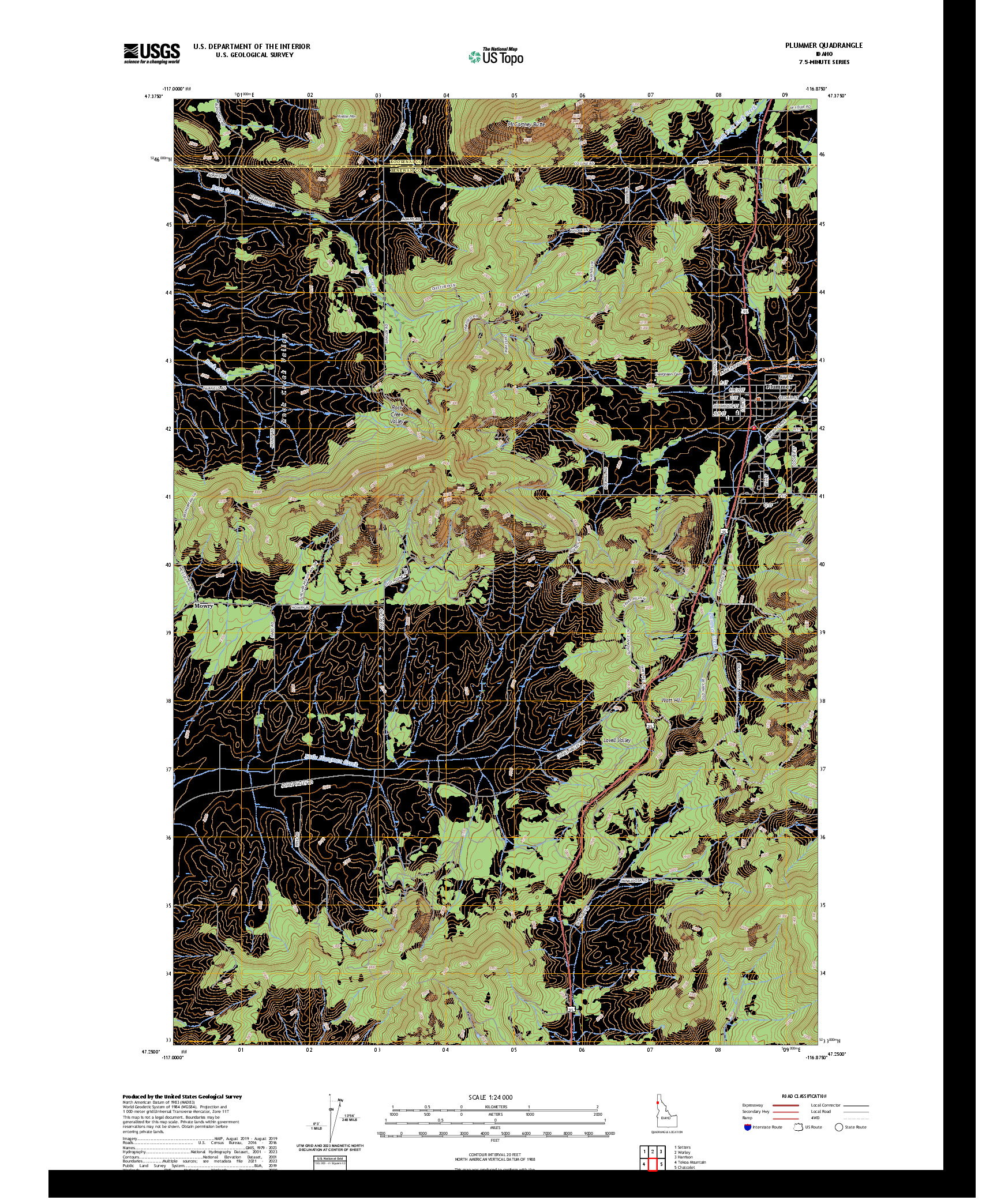 US TOPO 7.5-MINUTE MAP FOR PLUMMER, ID