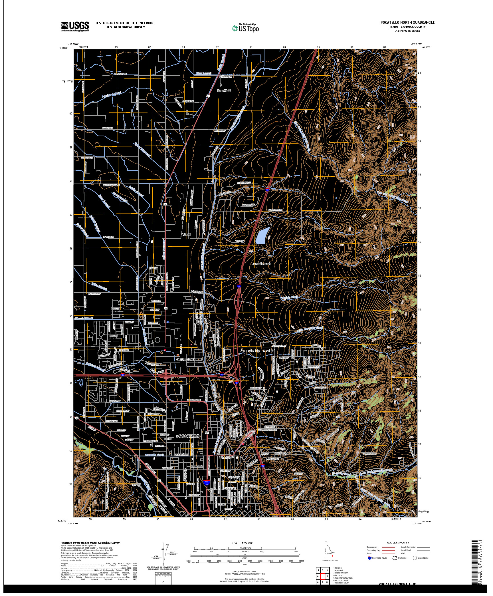US TOPO 7.5-MINUTE MAP FOR POCATELLO NORTH, ID