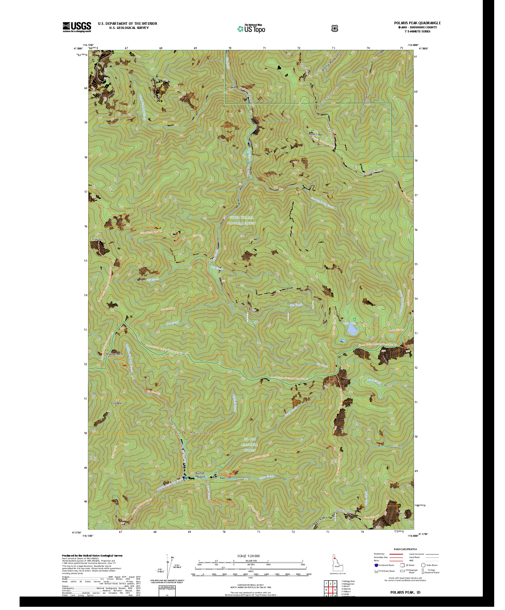 US TOPO 7.5-MINUTE MAP FOR POLARIS PEAK, ID