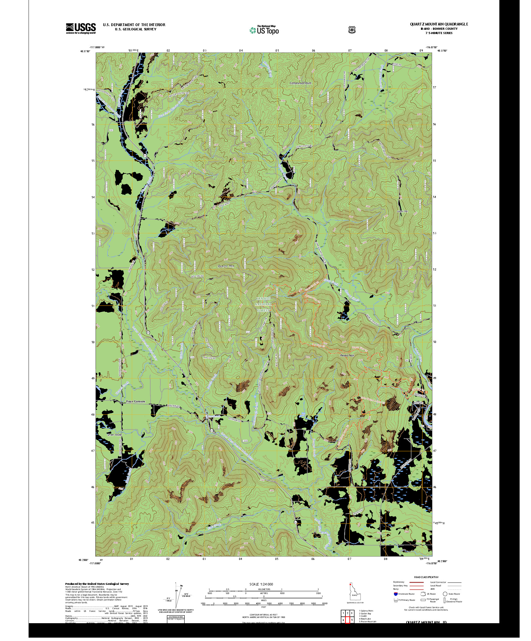 US TOPO 7.5-MINUTE MAP FOR QUARTZ MOUNTAIN, ID