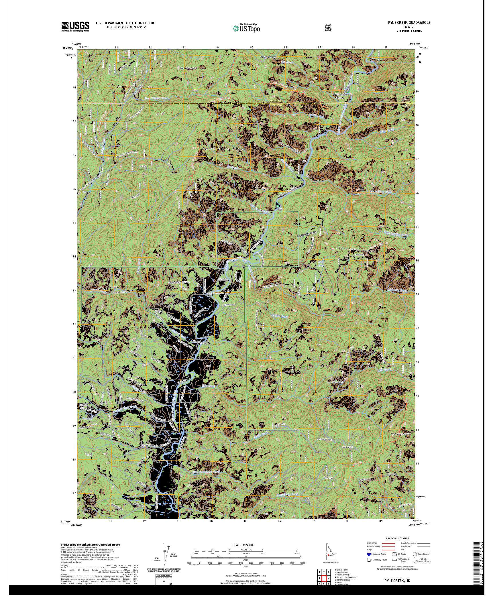 US TOPO 7.5-MINUTE MAP FOR PYLE CREEK, ID