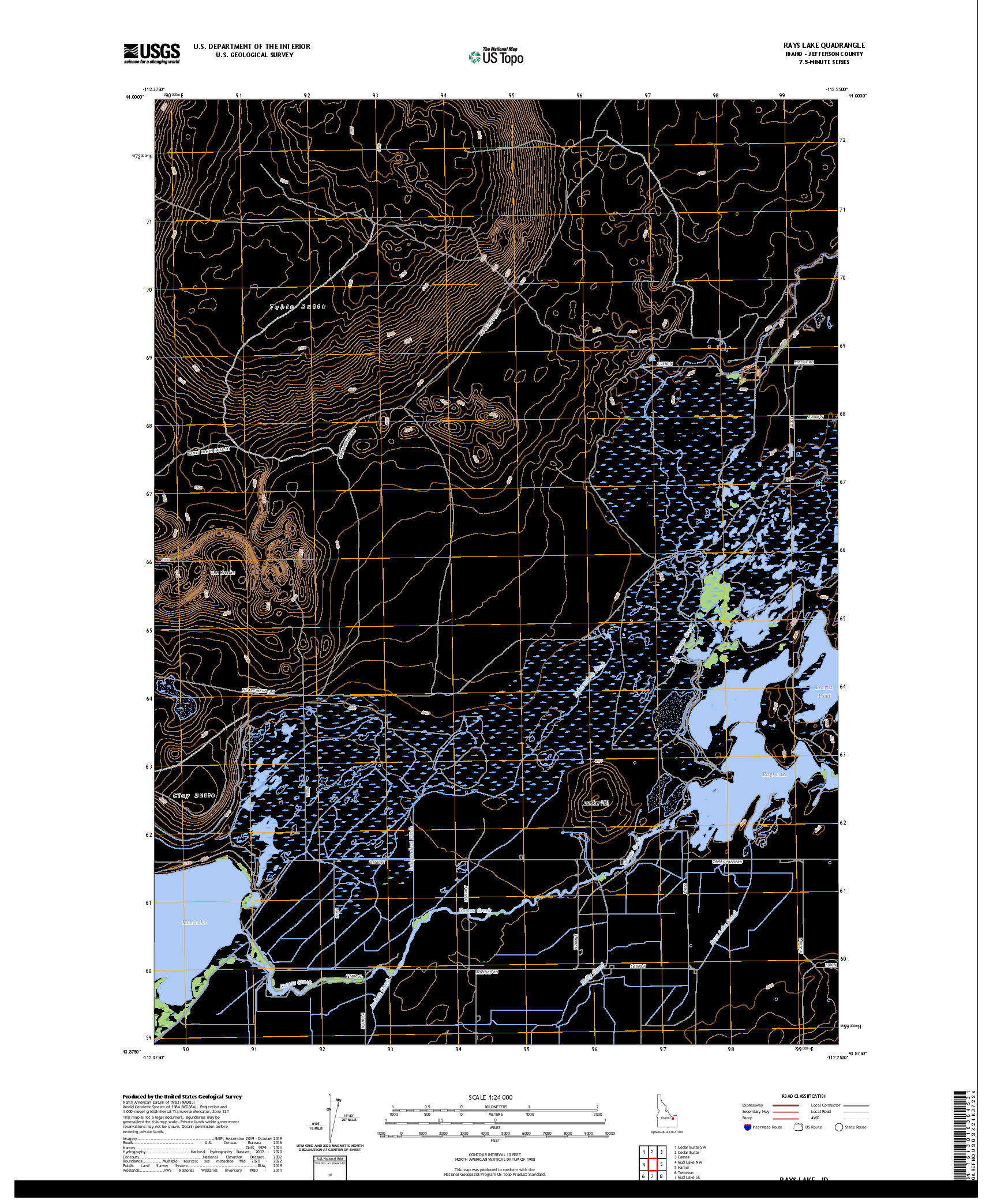 US TOPO 7.5-MINUTE MAP FOR RAYS LAKE, ID