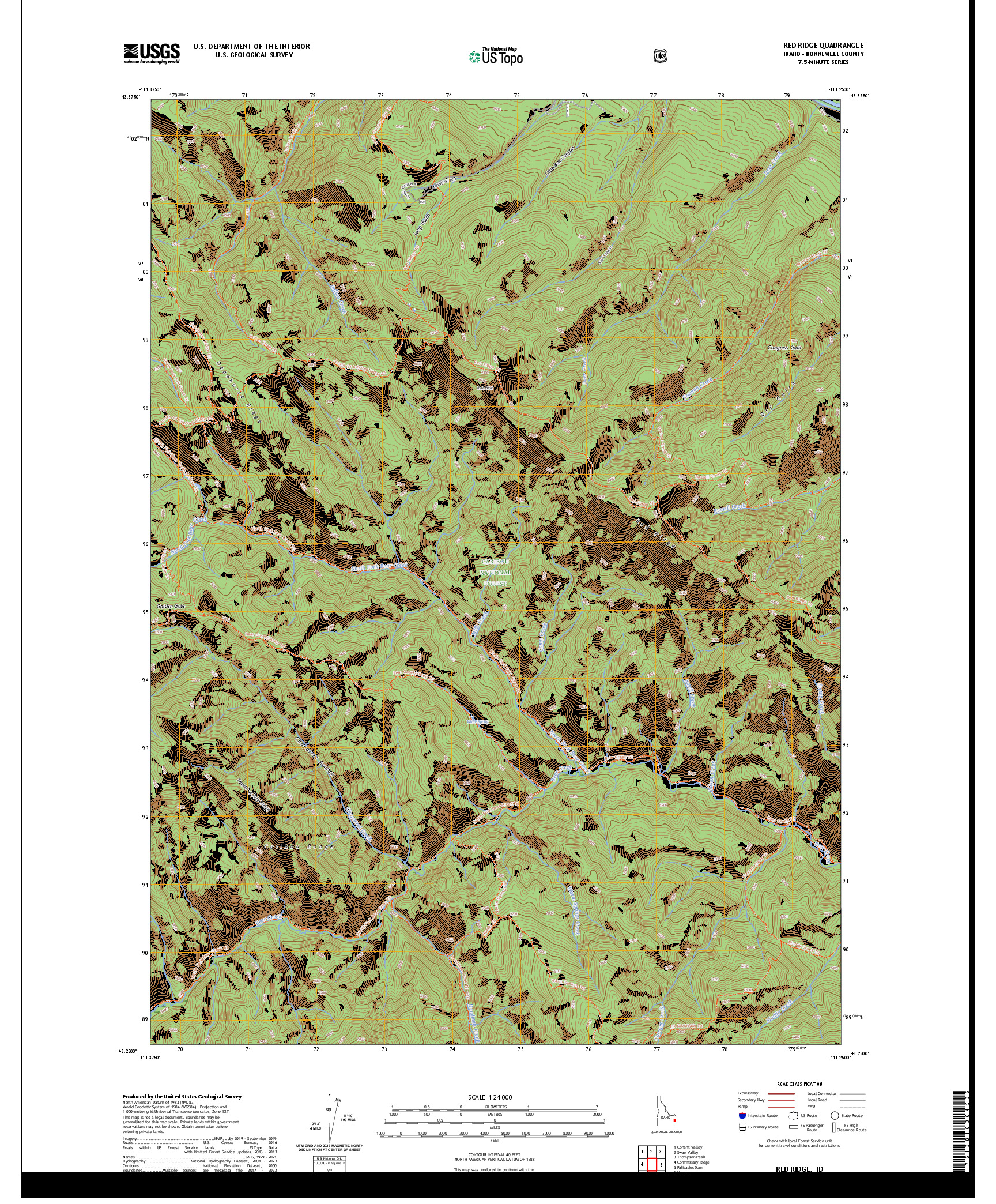 US TOPO 7.5-MINUTE MAP FOR RED RIDGE, ID