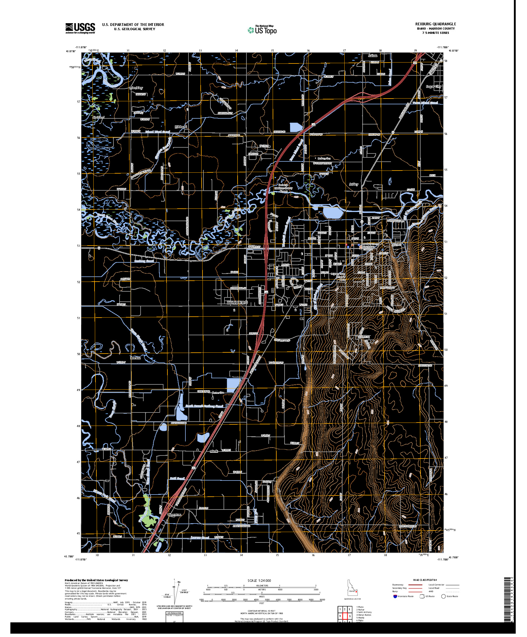 US TOPO 7.5-MINUTE MAP FOR REXBURG, ID