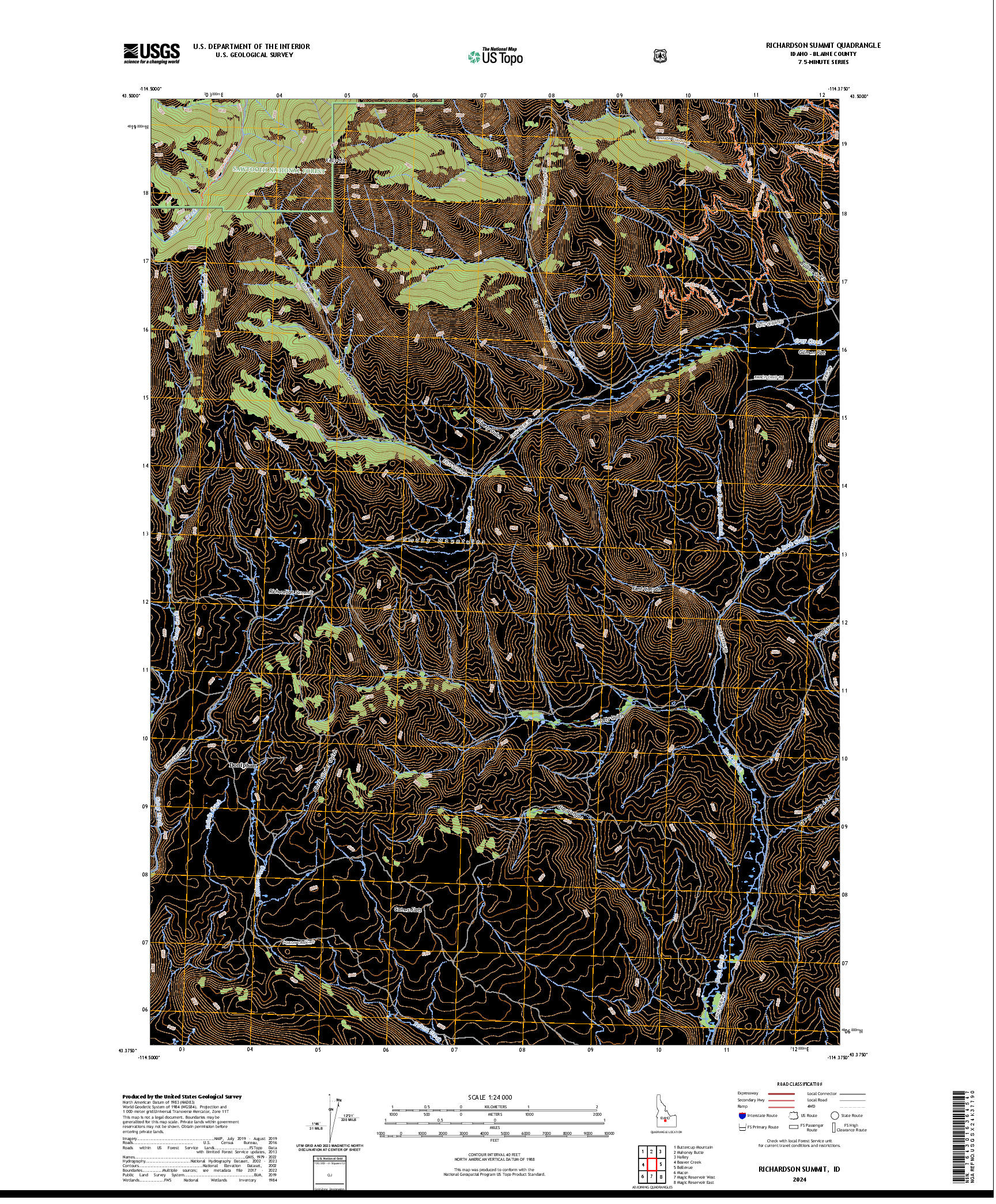 US TOPO 7.5-MINUTE MAP FOR RICHARDSON SUMMIT, ID