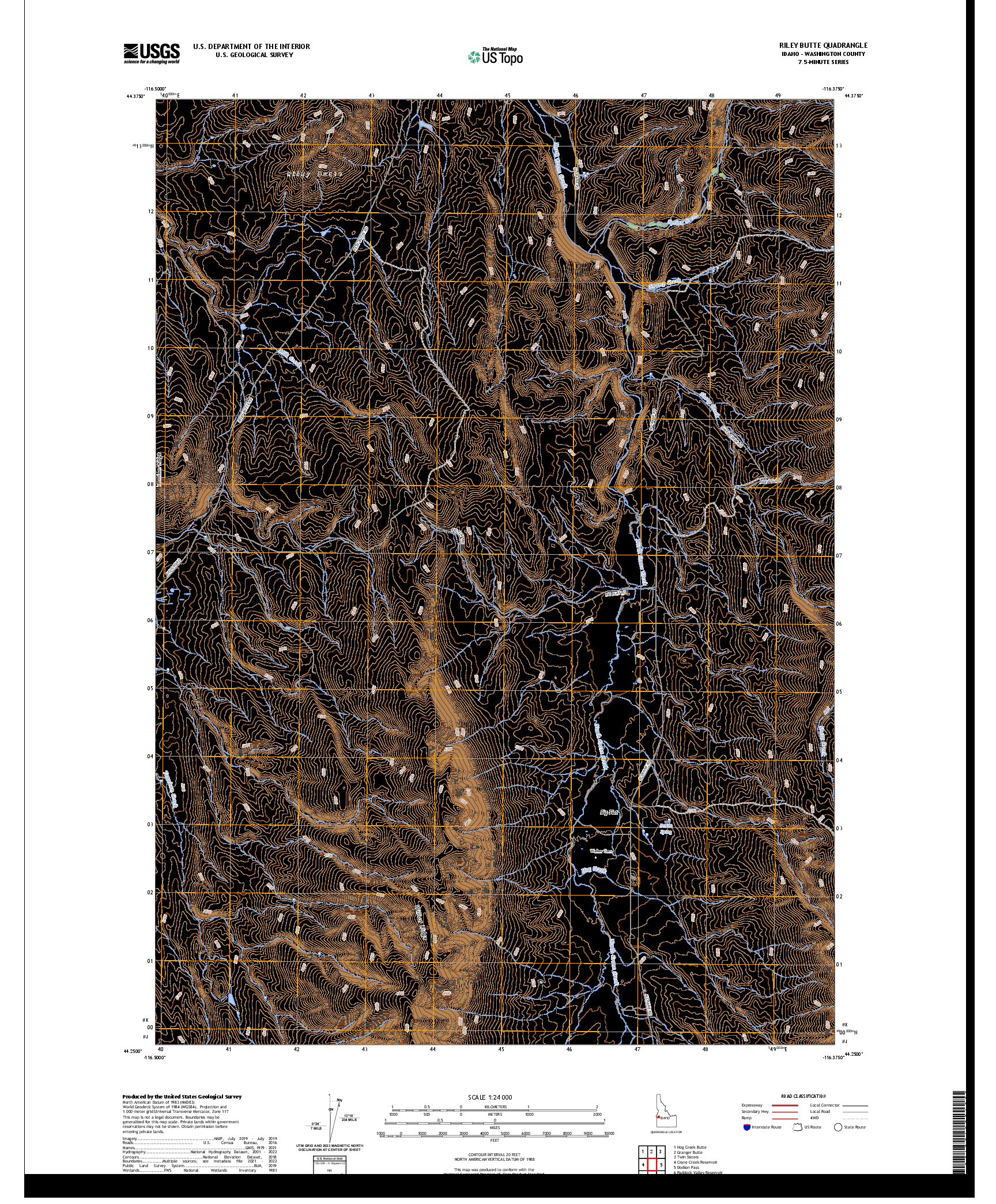 US TOPO 7.5-MINUTE MAP FOR RILEY BUTTE, ID