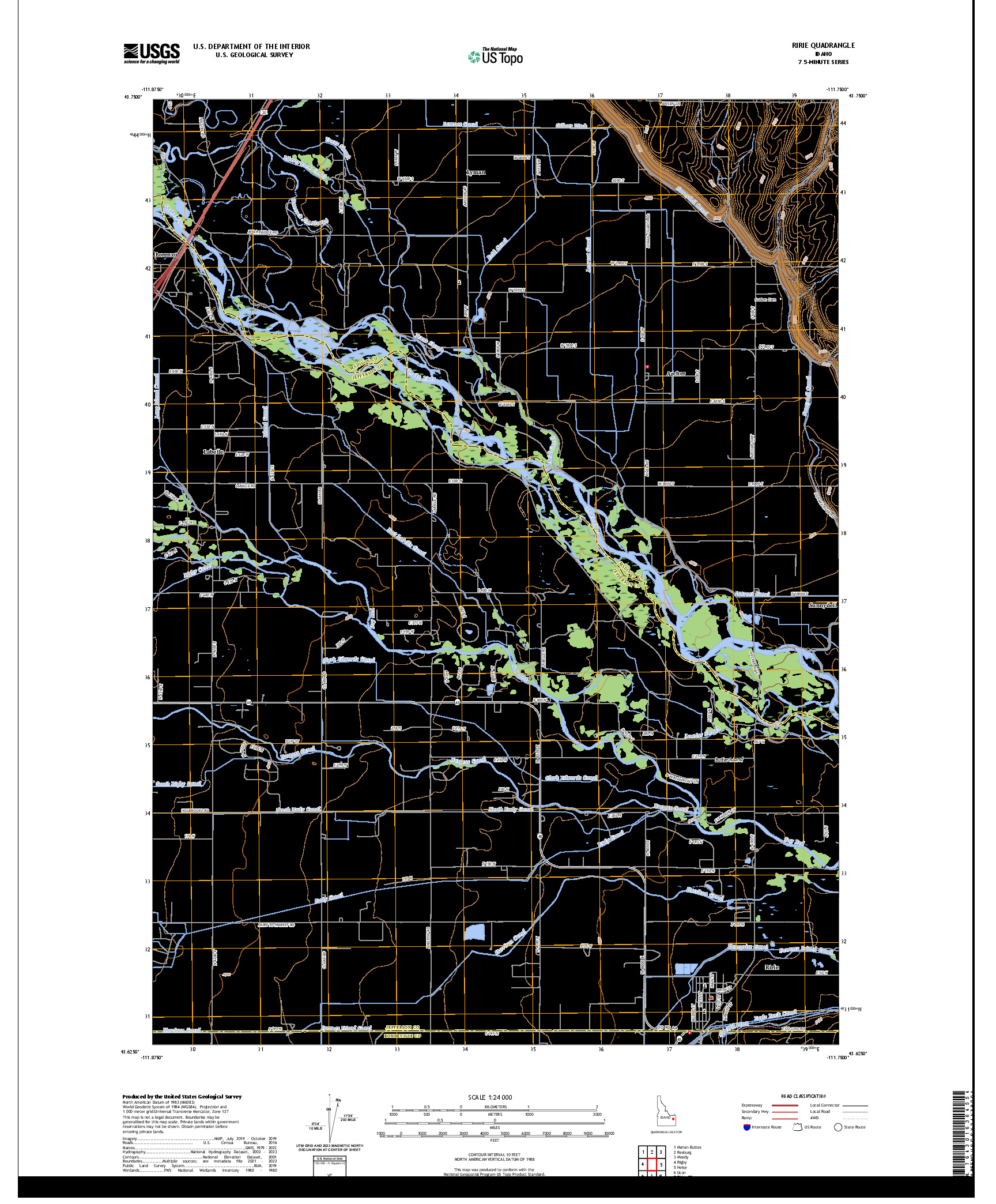US TOPO 7.5-MINUTE MAP FOR RIRIE, ID