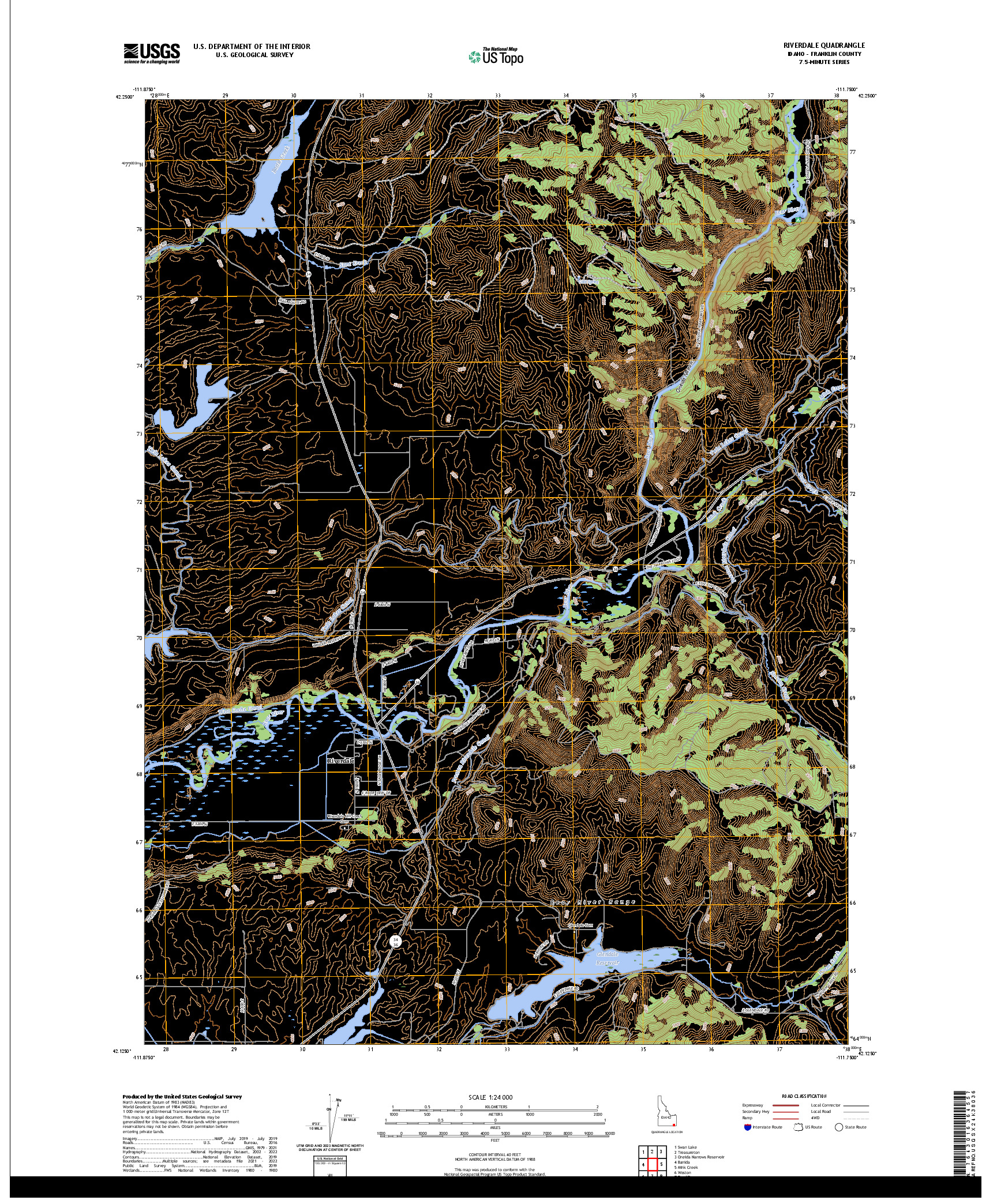 US TOPO 7.5-MINUTE MAP FOR RIVERDALE, ID