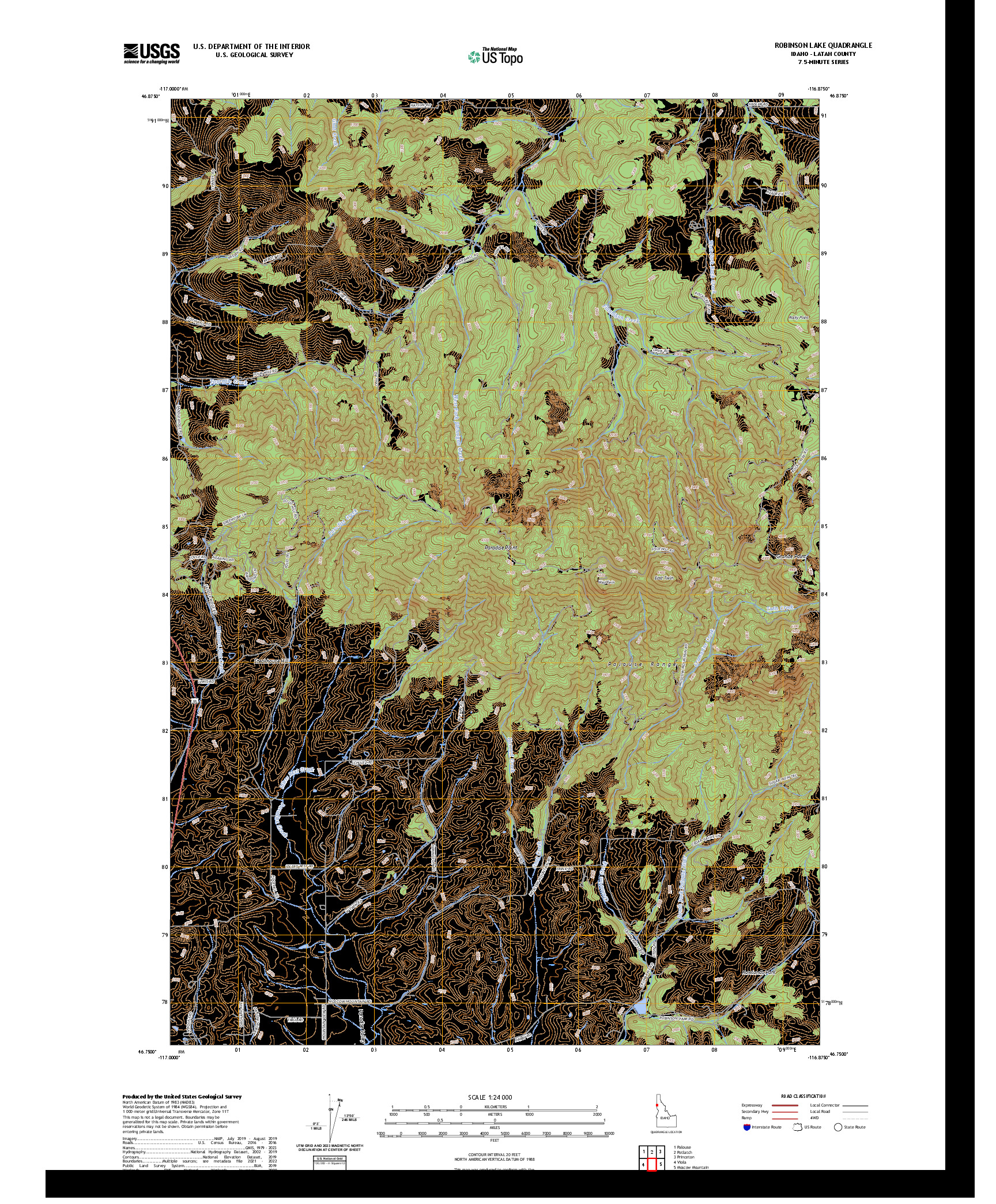 US TOPO 7.5-MINUTE MAP FOR ROBINSON LAKE, ID