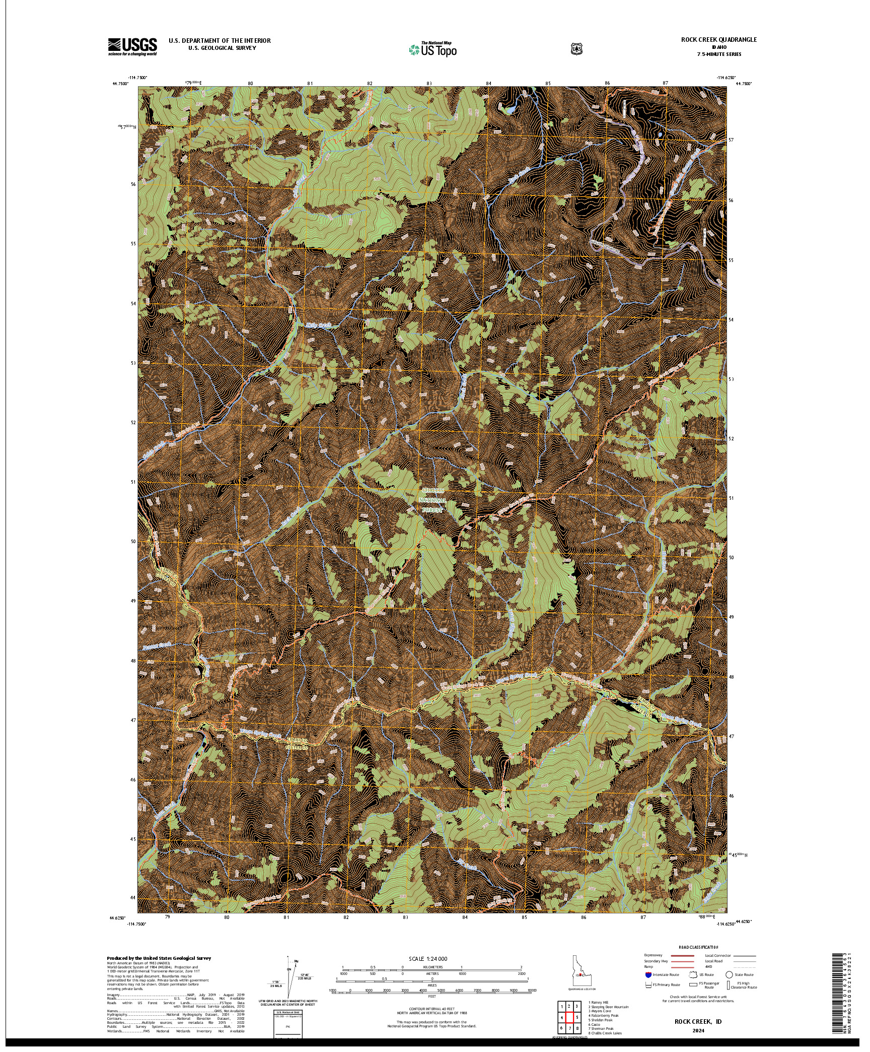 US TOPO 7.5-MINUTE MAP FOR ROCK CREEK, ID