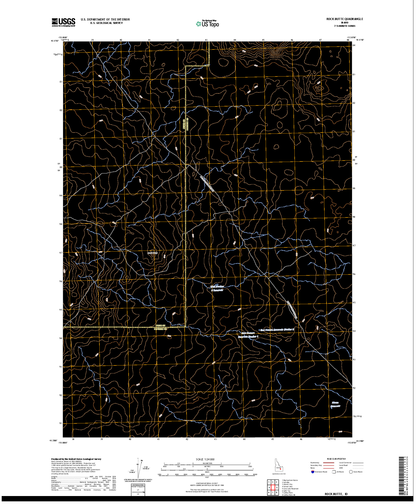 US TOPO 7.5-MINUTE MAP FOR ROCK BUTTE, ID