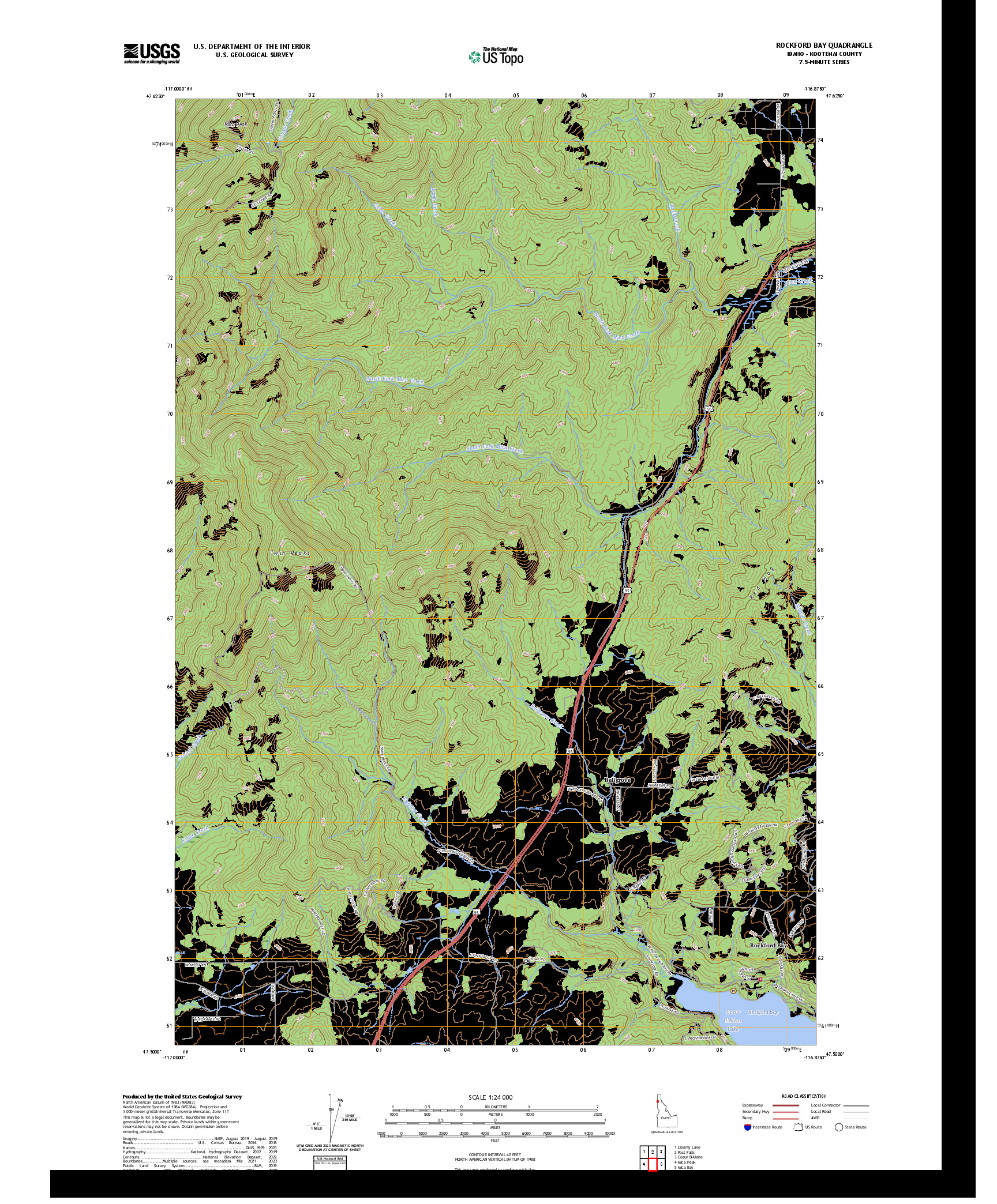 US TOPO 7.5-MINUTE MAP FOR ROCKFORD BAY, ID