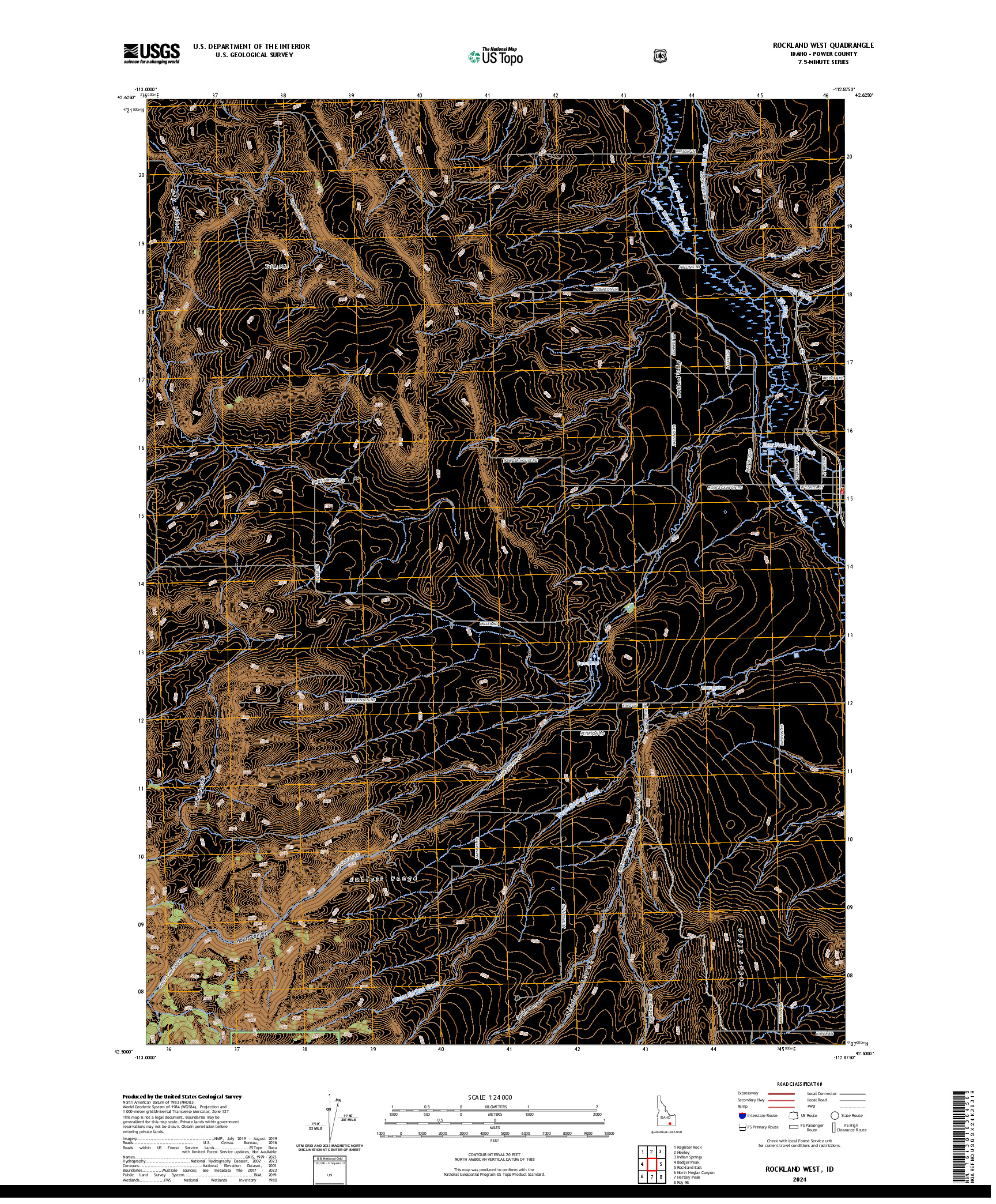 US TOPO 7.5-MINUTE MAP FOR ROCKLAND WEST, ID