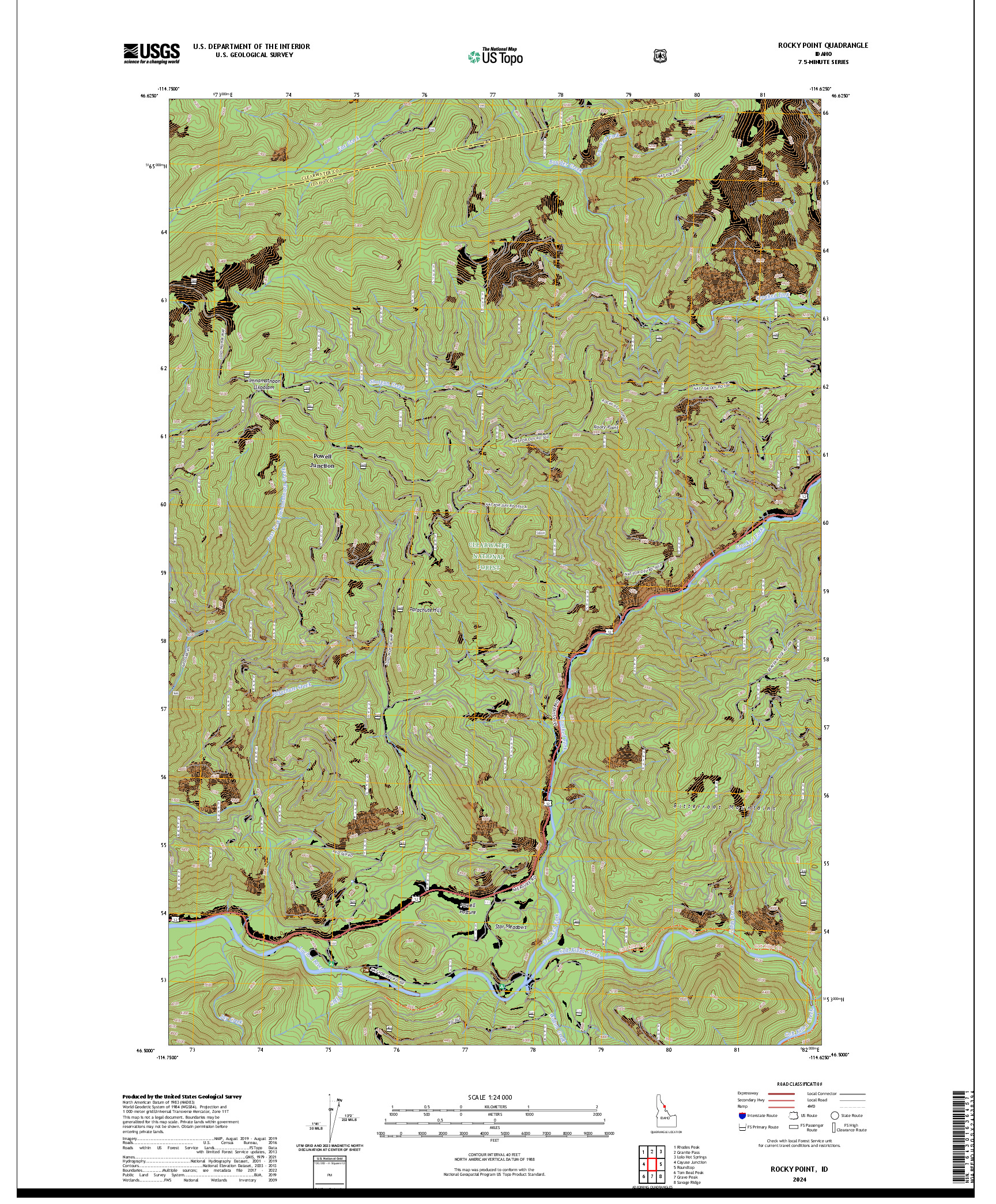 US TOPO 7.5-MINUTE MAP FOR ROCKY POINT, ID