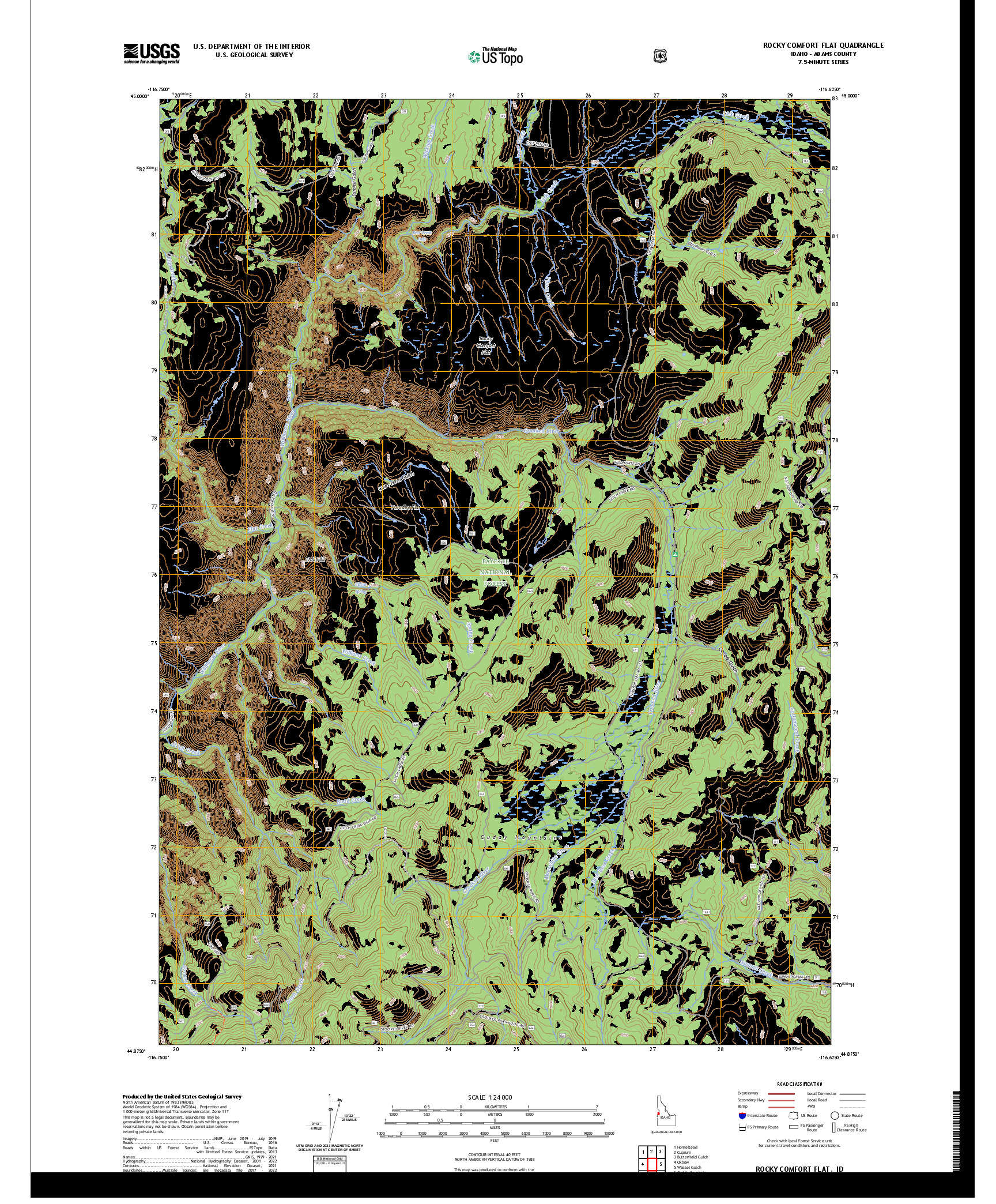 US TOPO 7.5-MINUTE MAP FOR ROCKY COMFORT FLAT, ID