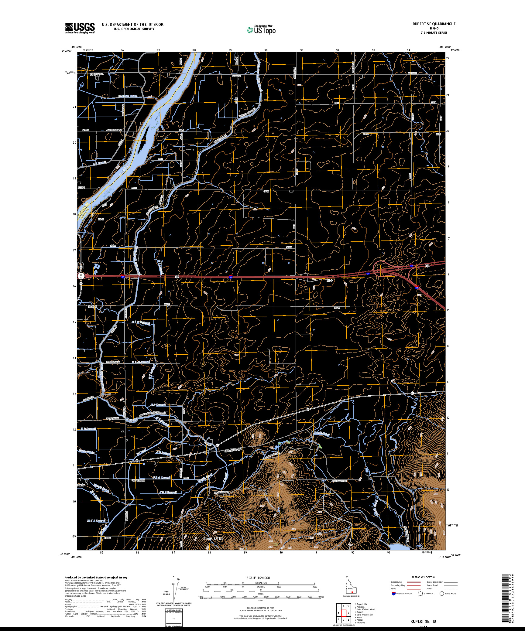US TOPO 7.5-MINUTE MAP FOR RUPERT SE, ID