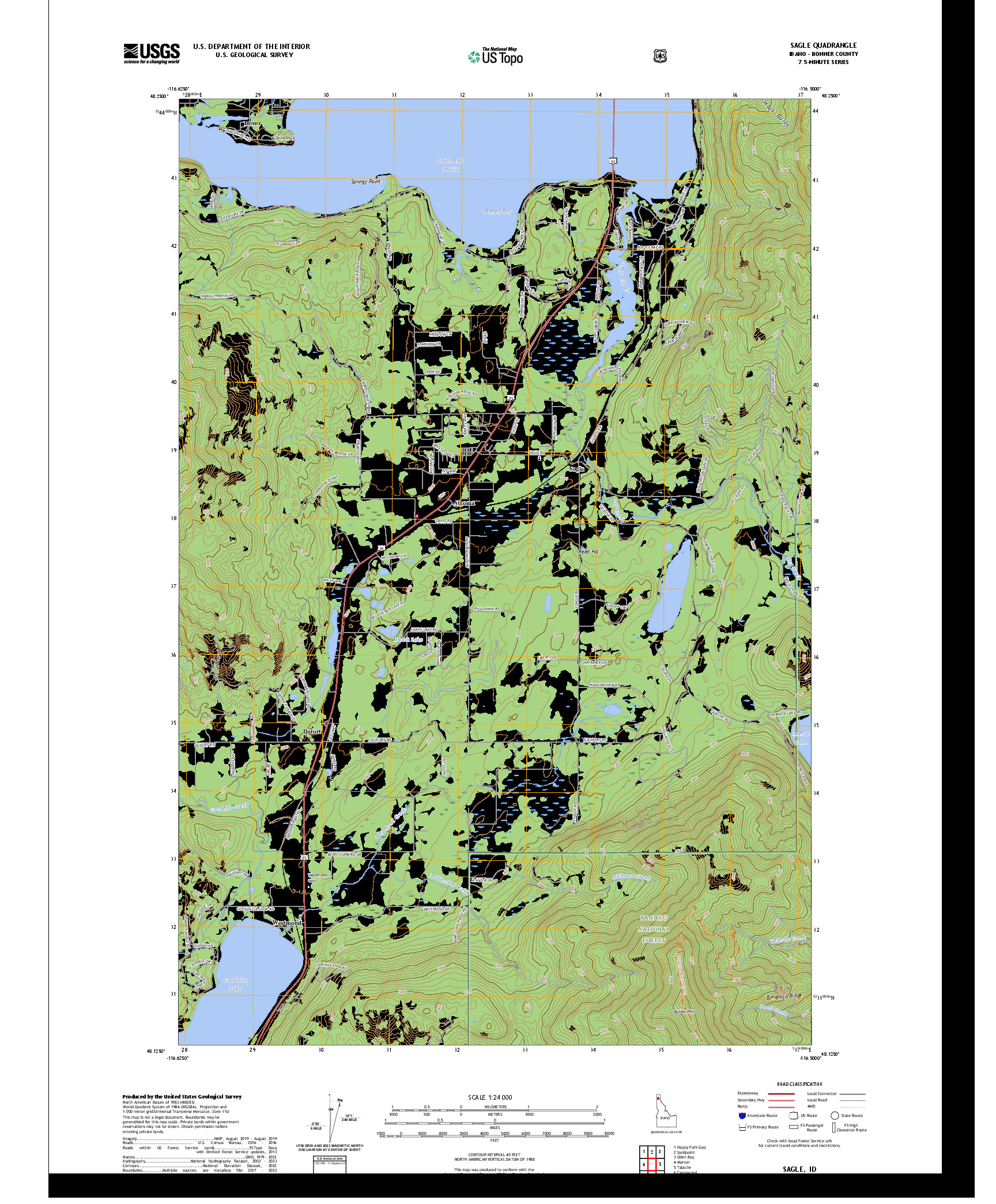 US TOPO 7.5-MINUTE MAP FOR SAGLE, ID