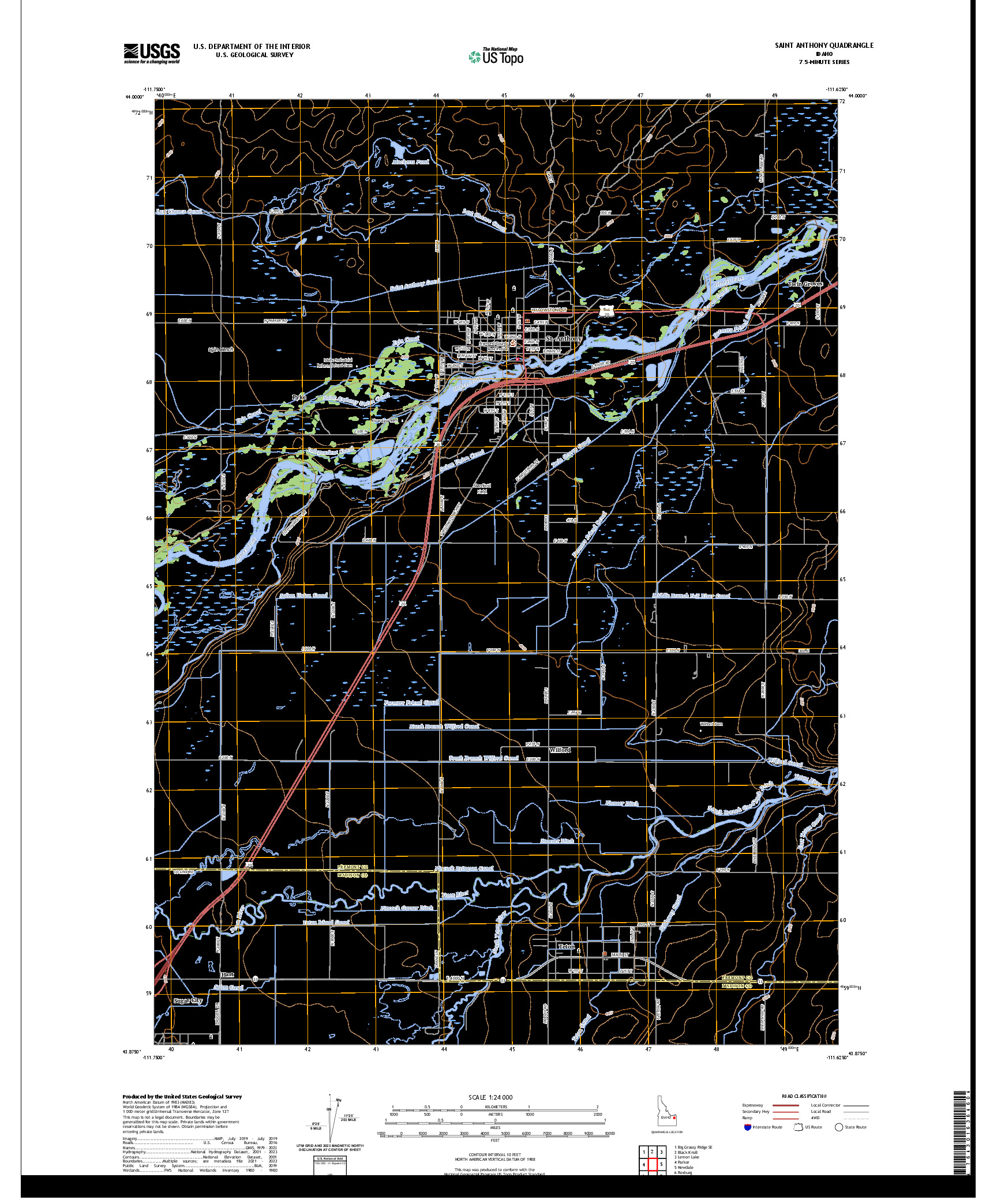 US TOPO 7.5-MINUTE MAP FOR SAINT ANTHONY, ID